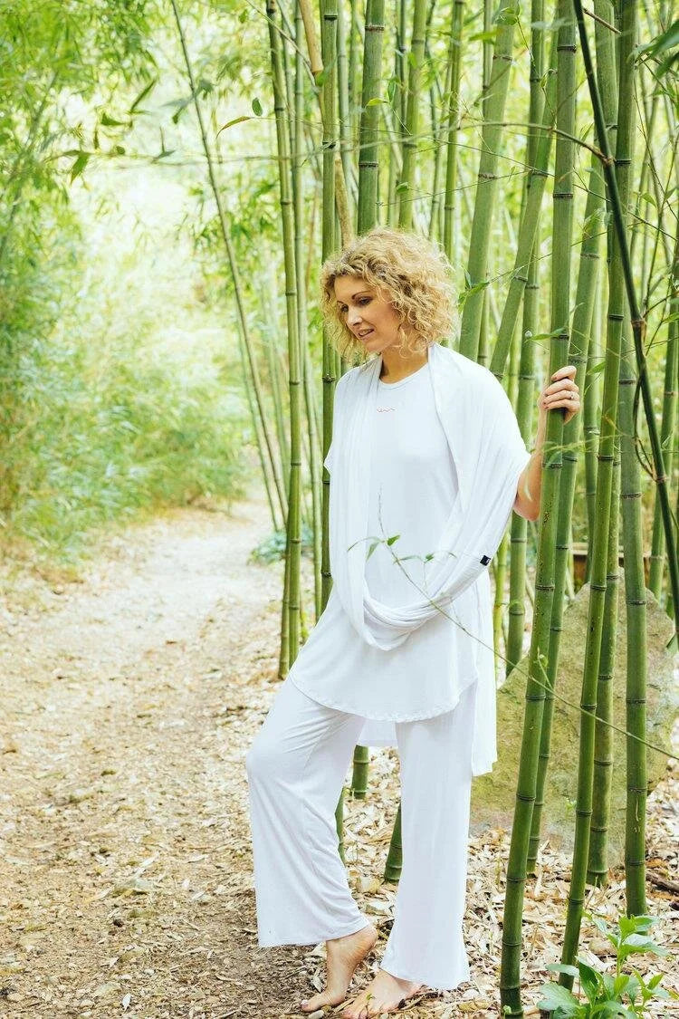 Pantalon de détente unisexe en bambou | Blanc