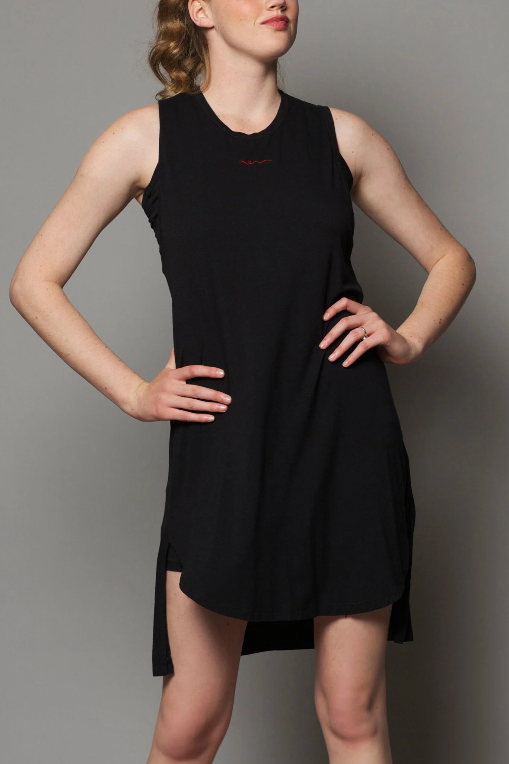 Robe longue sans manches en bambou | Noir