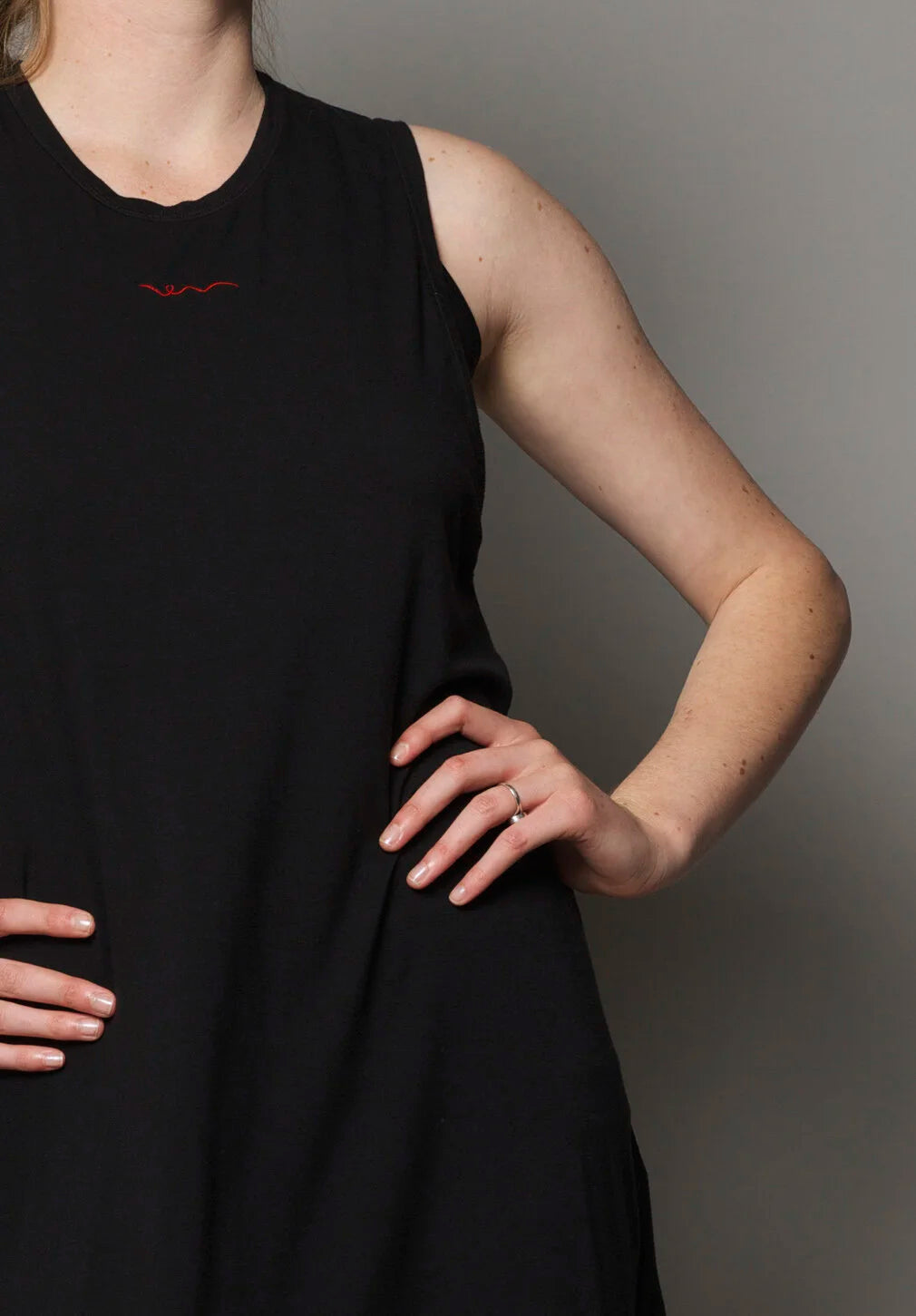 Robe longue sans manches en bambou | Noir
