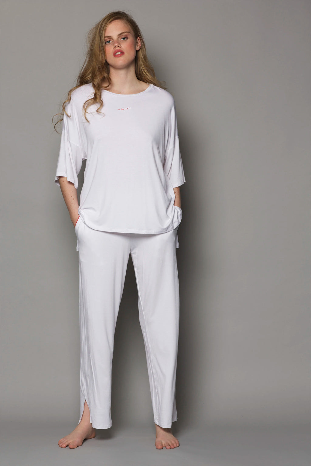 Pantalon de détente unisexe en bambou | Blanc