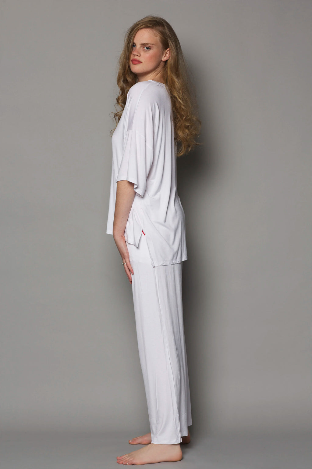 Pantalon de détente unisexe en bambou | Blanc