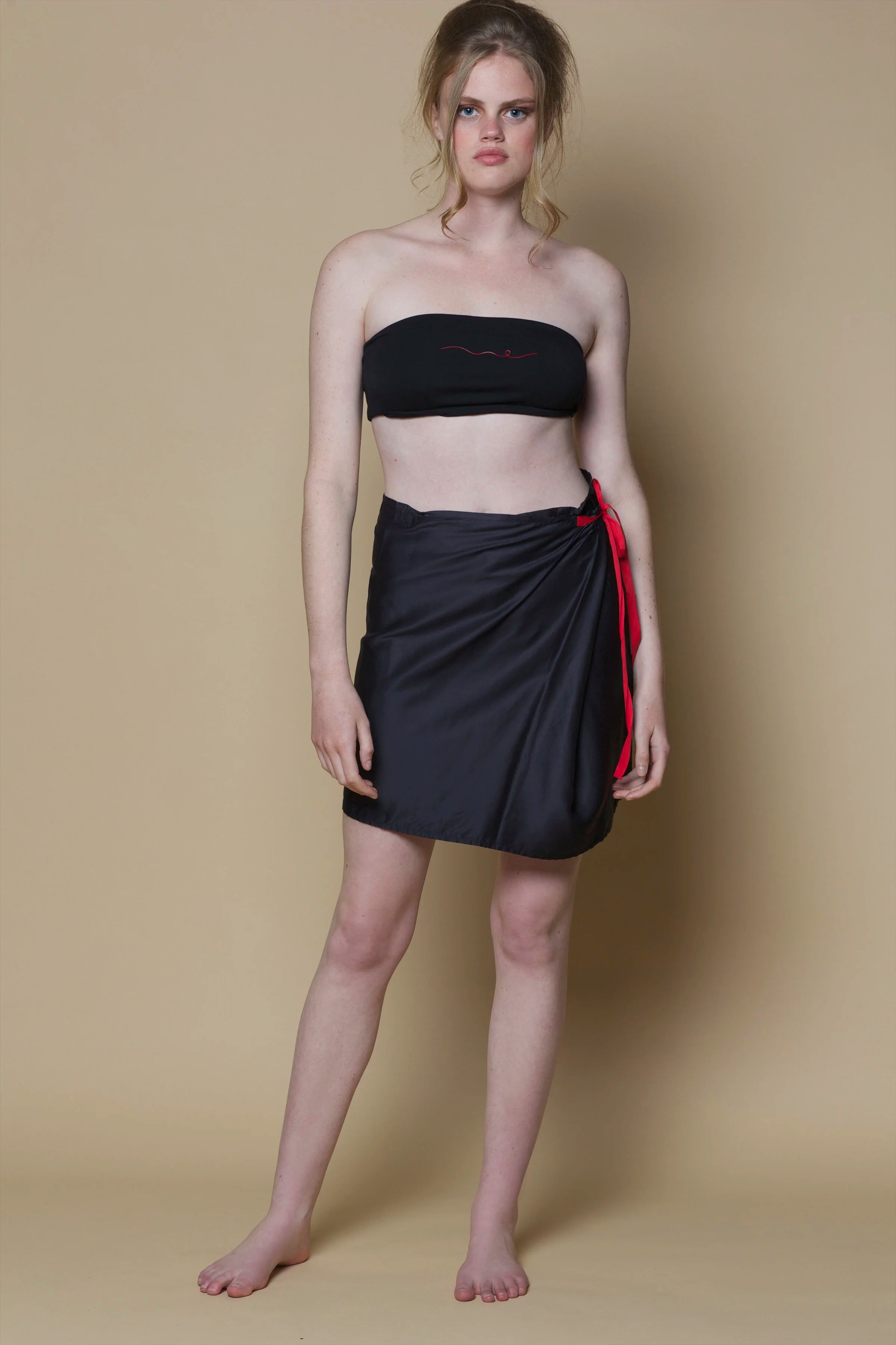 Vegan Silk Pareo Skirt | Black