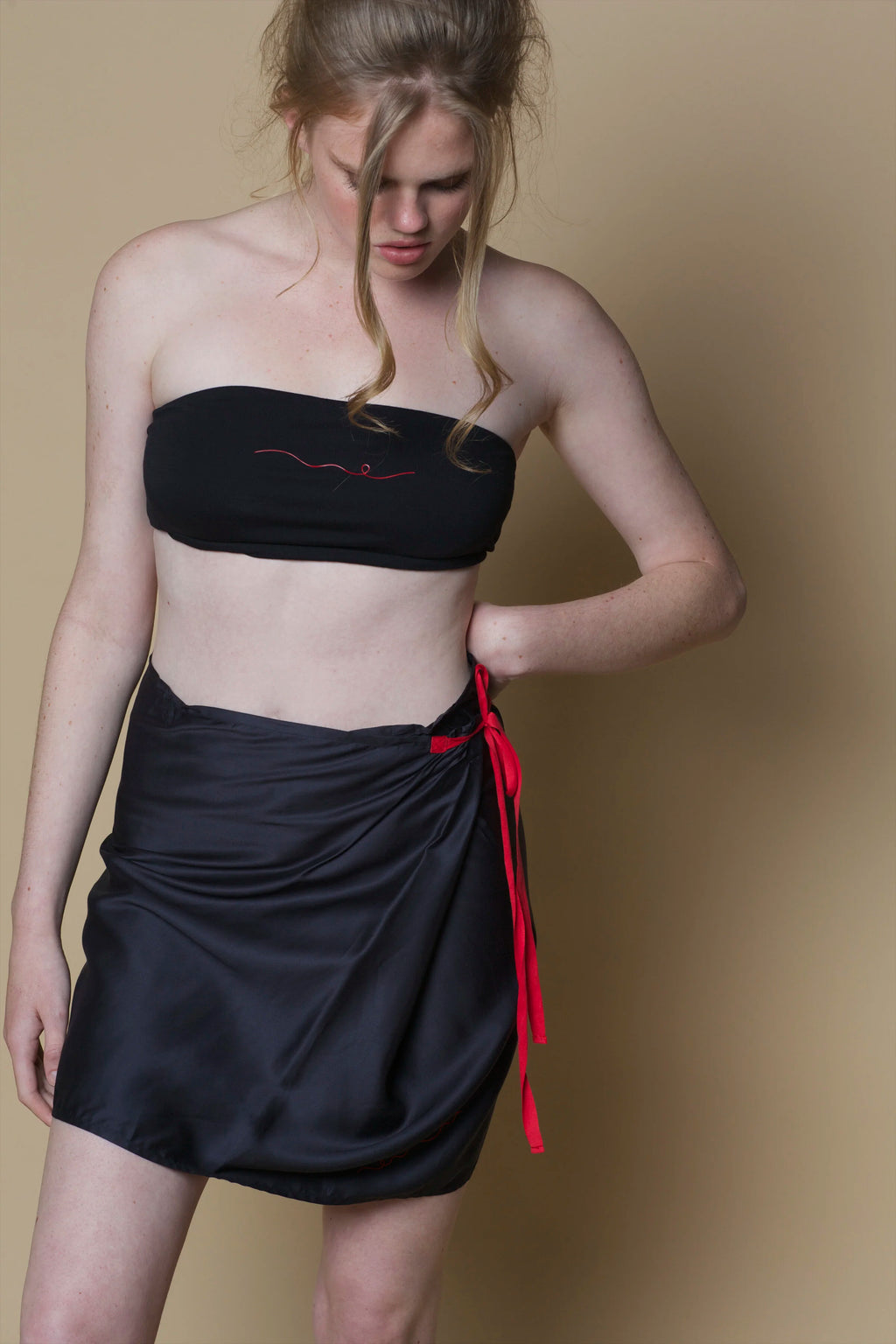 Vegan Silk Pareo Skirt | Black