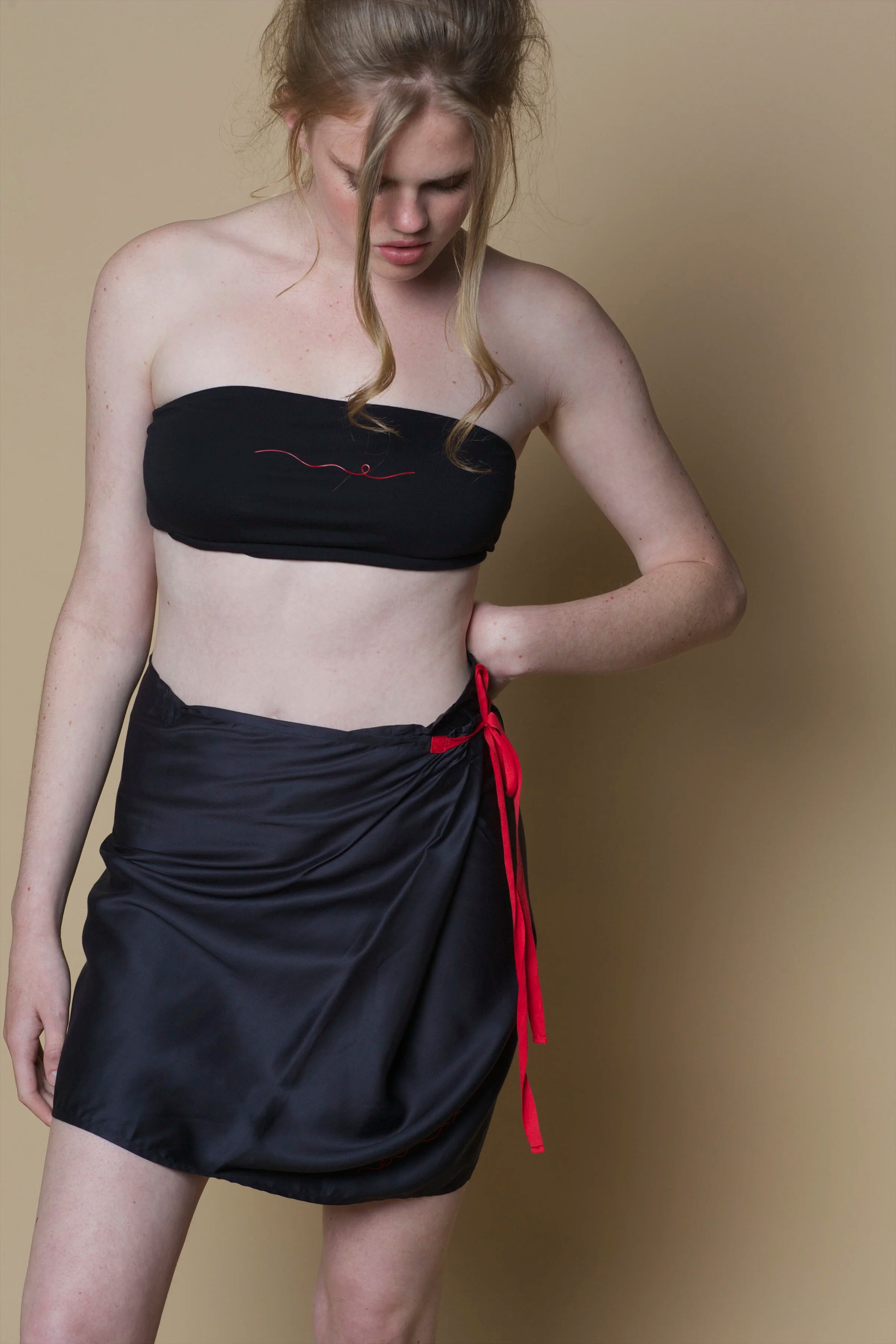 Vegan Silk Pareo Skirt | Black