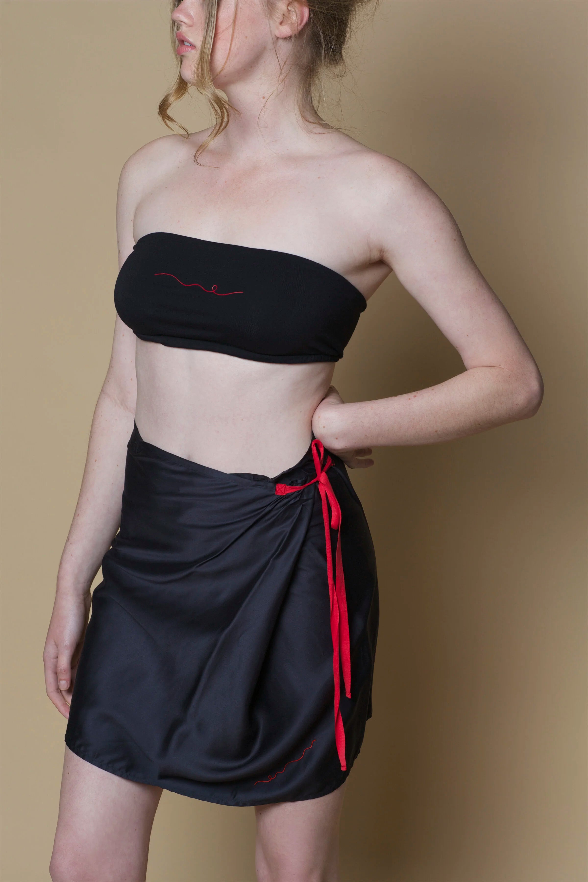 Vegan Silk Pareo Skirt | Black