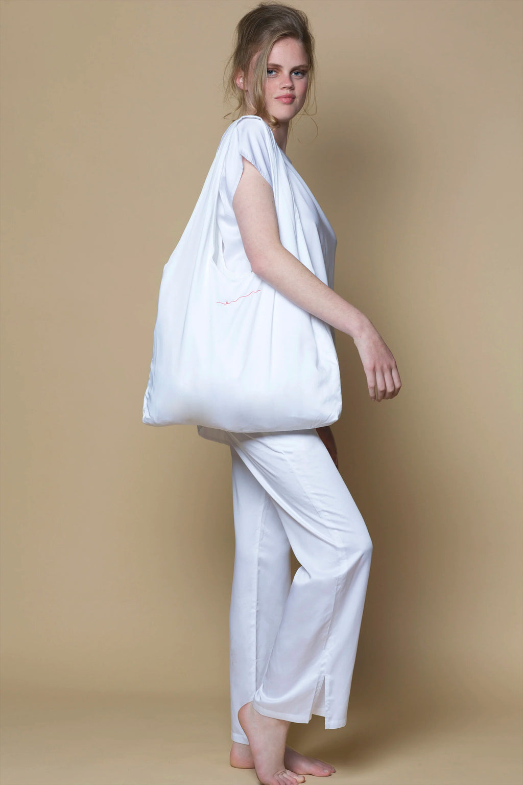 Vegan Silk Bamboo Shopper Bag | White