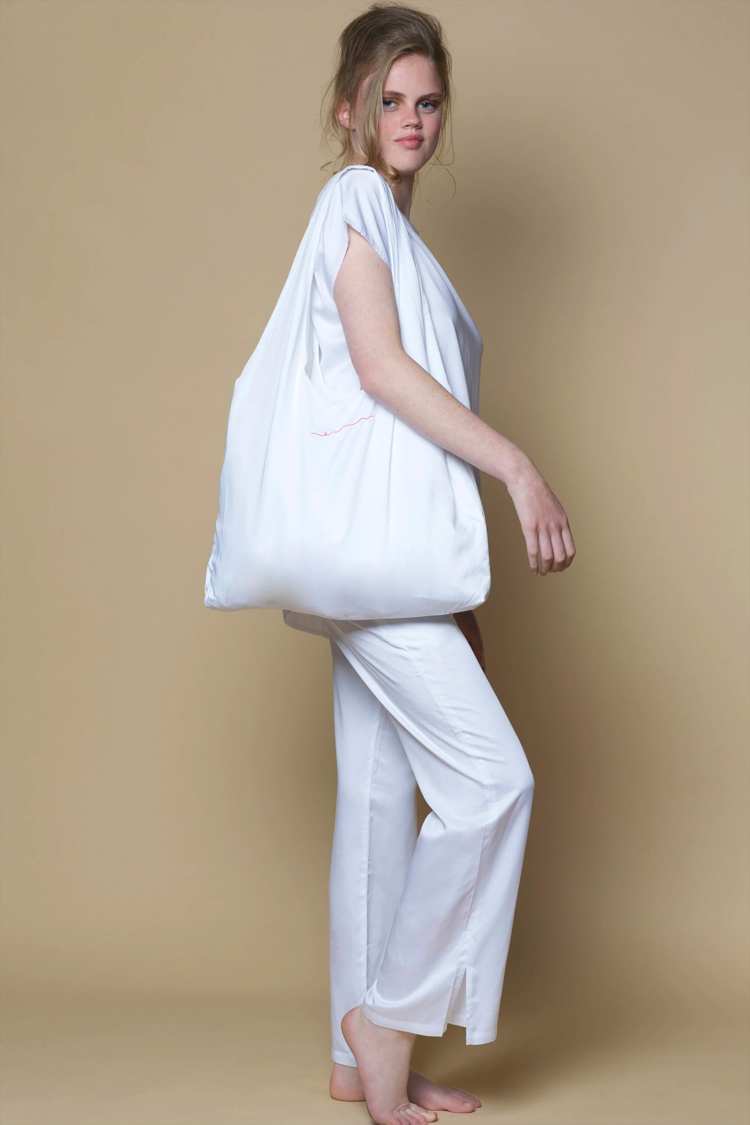 Vegan Silk Bamboo Shopper Bag | White