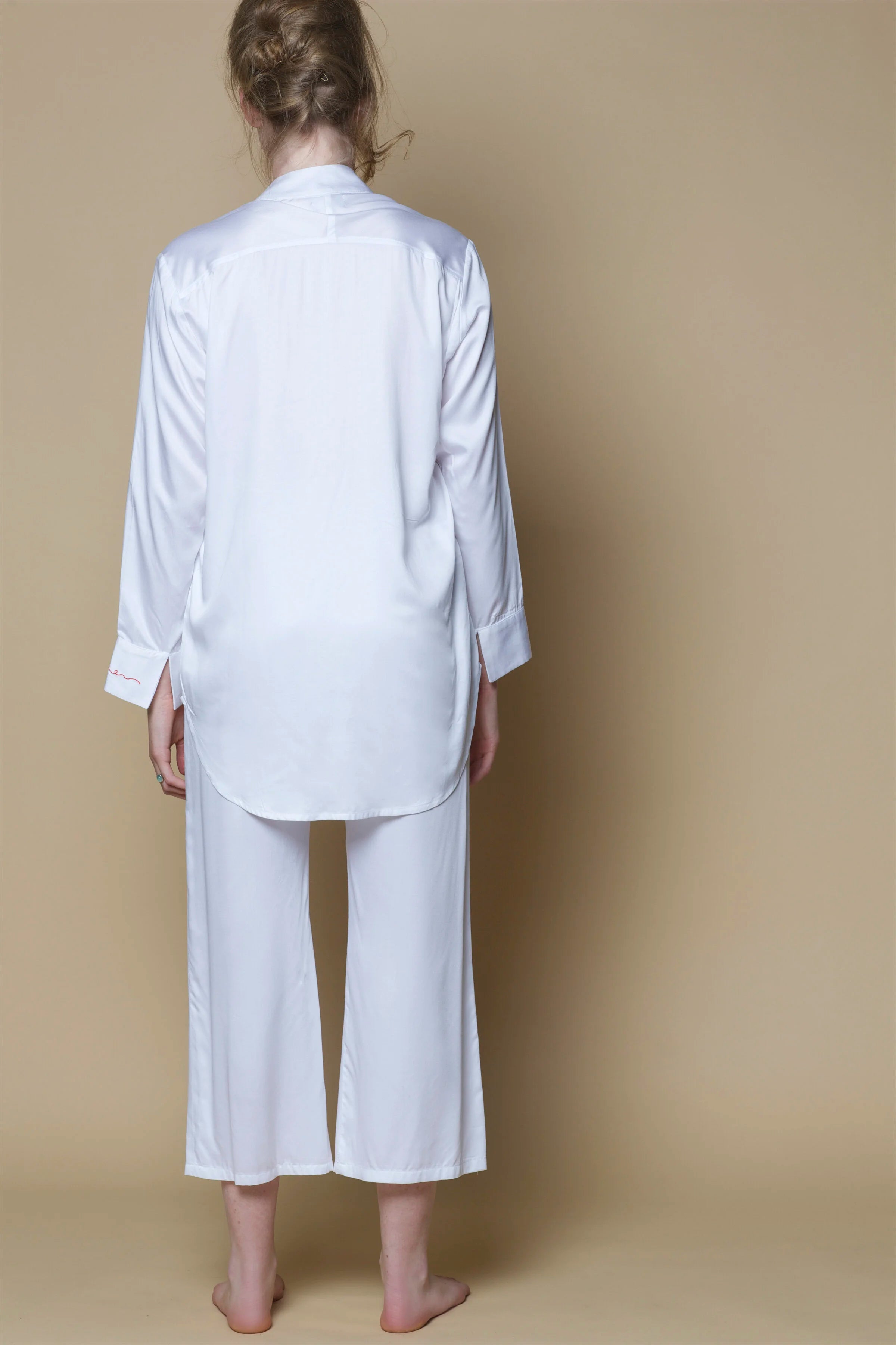 Vegan Silk Bamboo Boyfriend Shirt | White