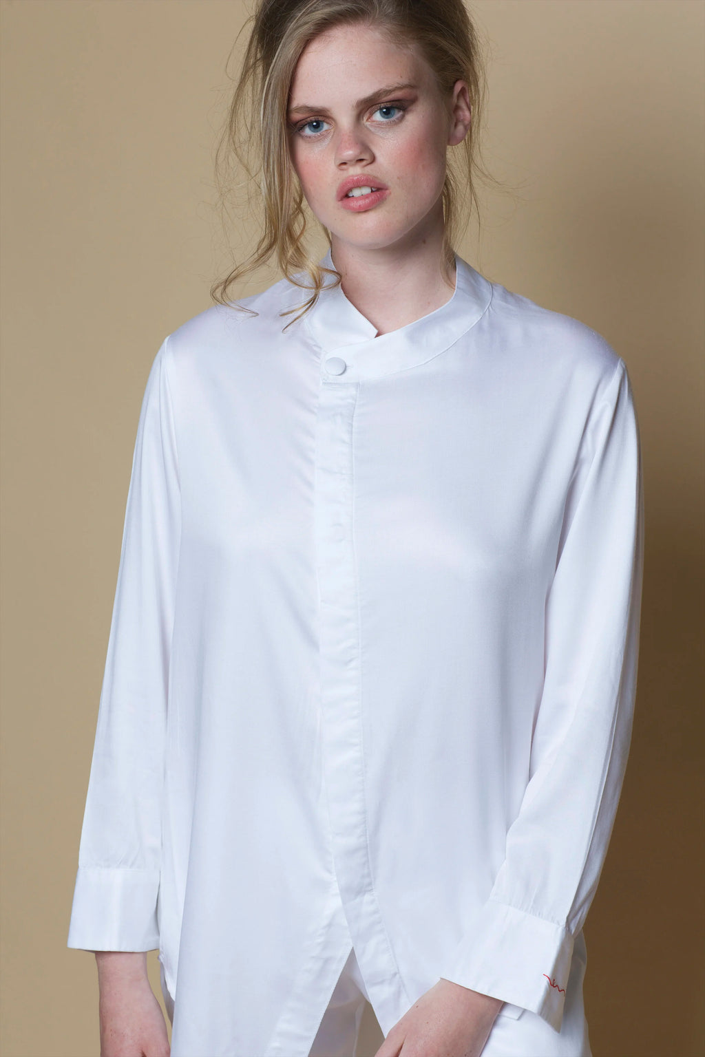 Vegan Silk Bamboo Boyfriend Shirt | White