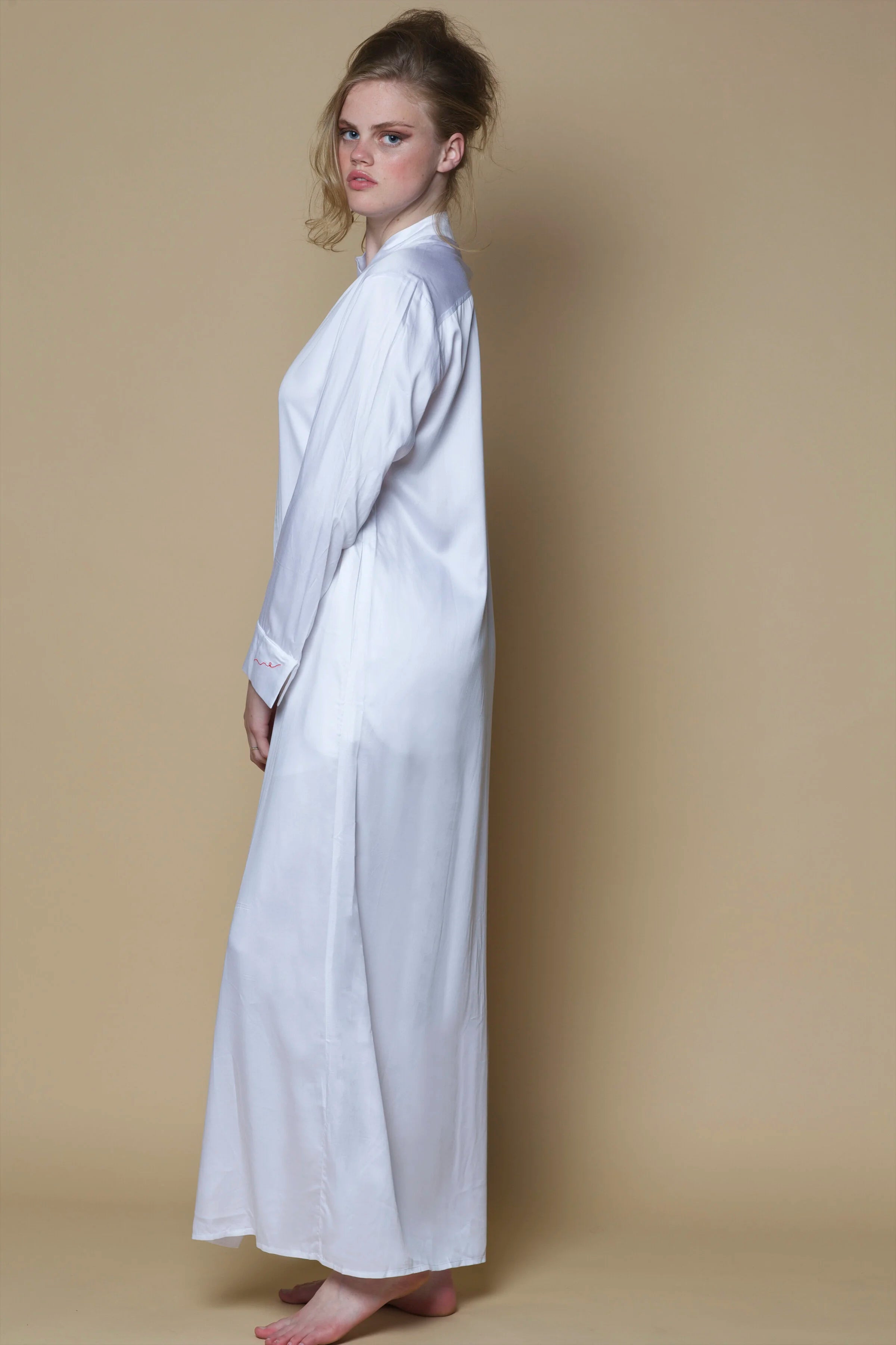 Vegan Silk Long Boyfriend Shirt | White