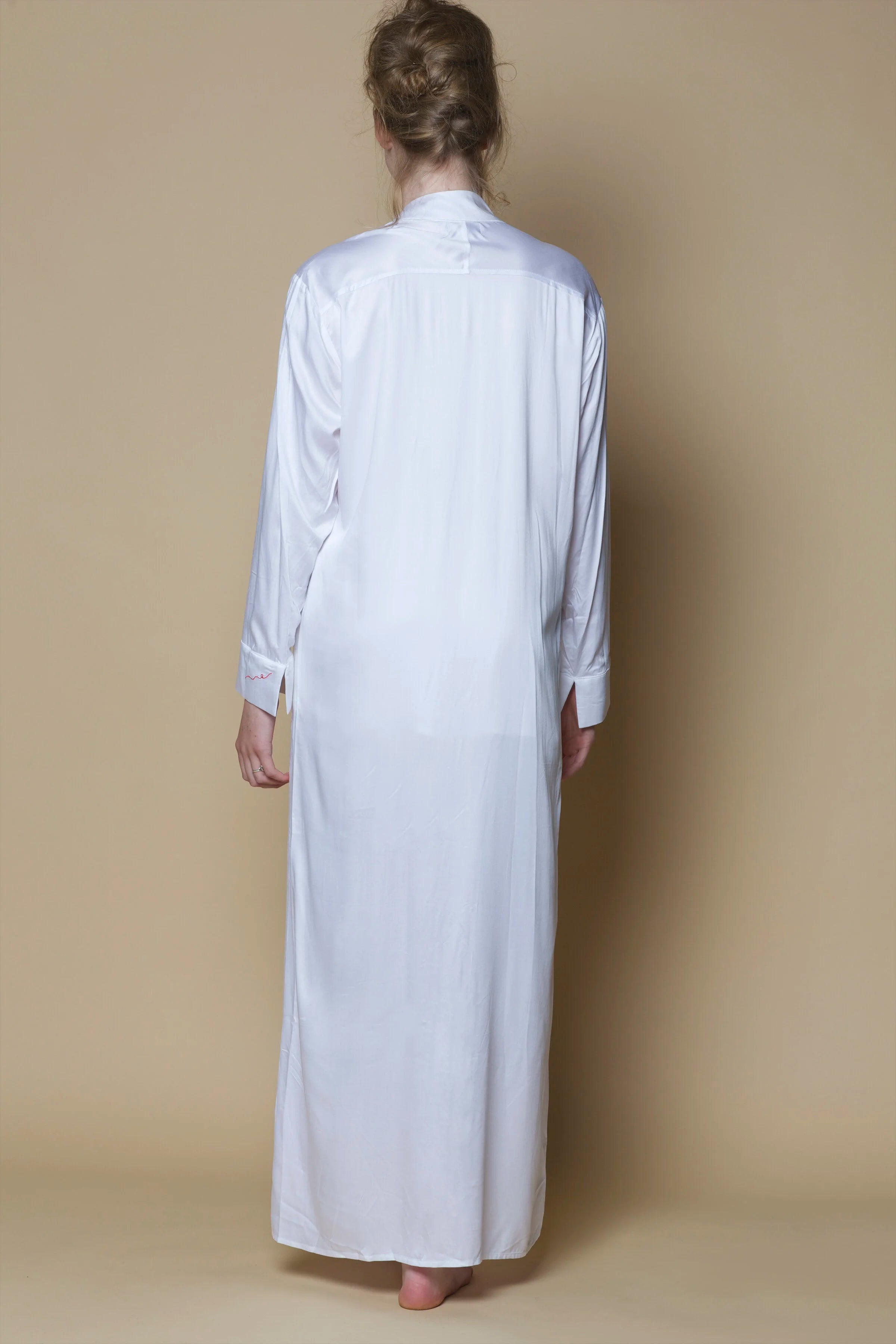 Vegan Silk Long Boyfriend Shirt | White