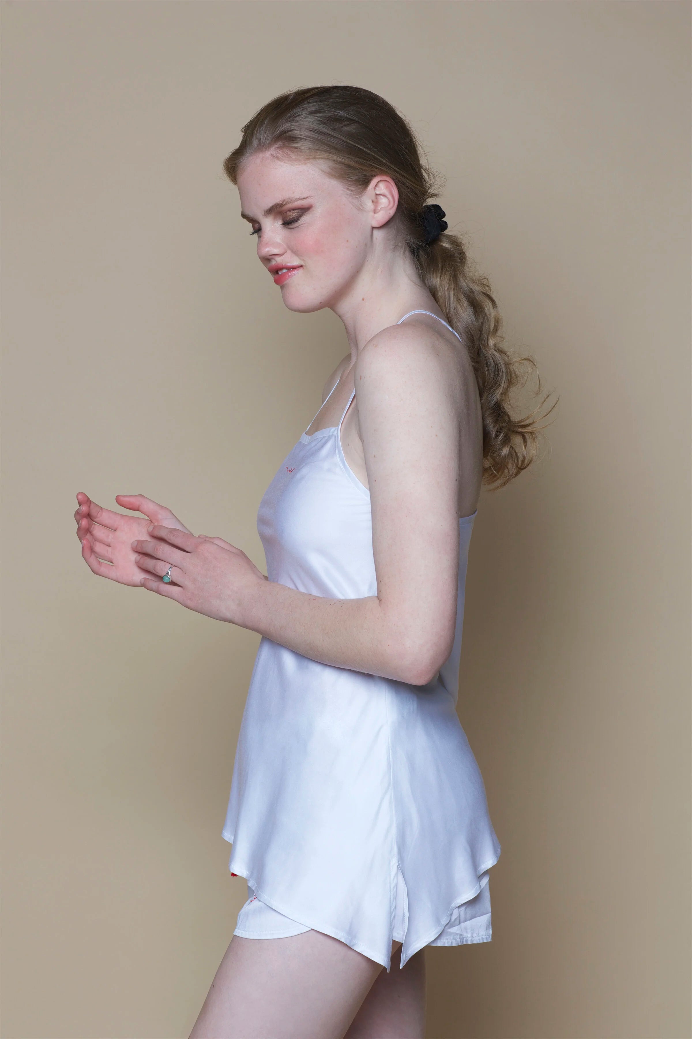 Vegan Silk Bamboo Camisole Bias Top | White