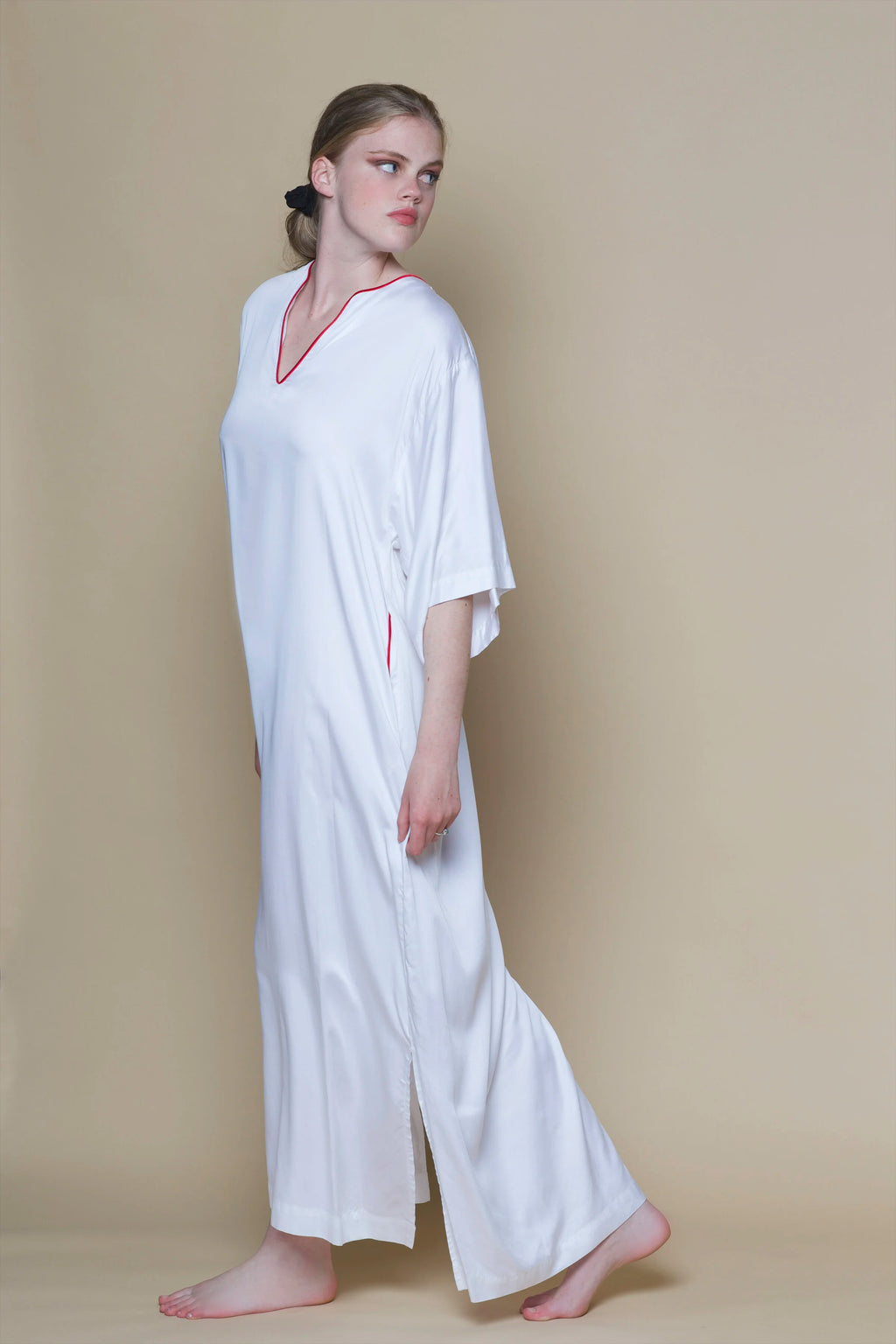 Vegan Silk Bamboo Kaftan | White