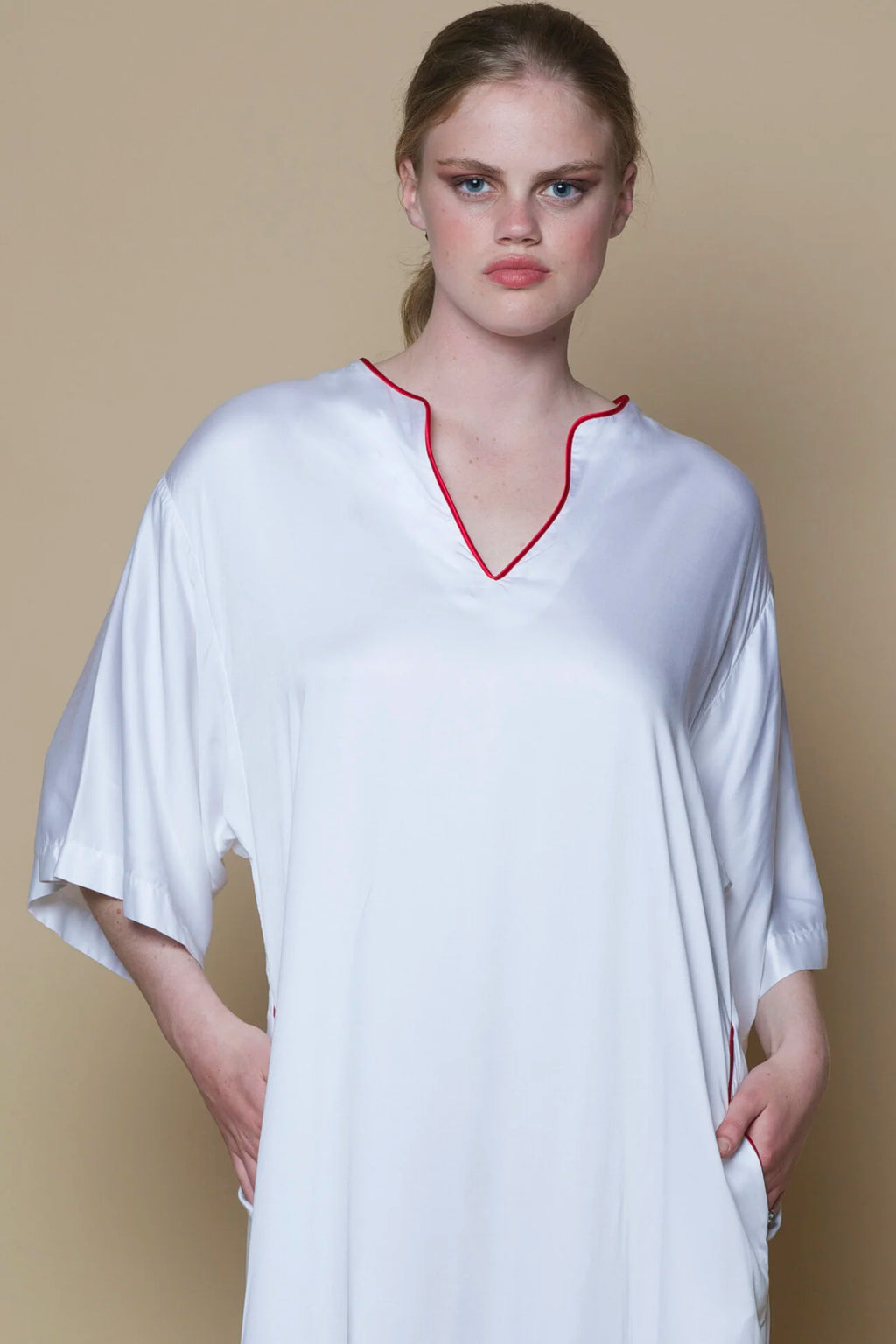Vegan Silk Bamboo Kaftan | White