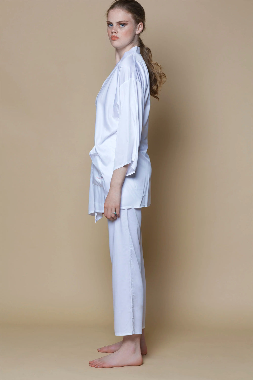 Pyjama en bambou et soie vegan | Blanc
