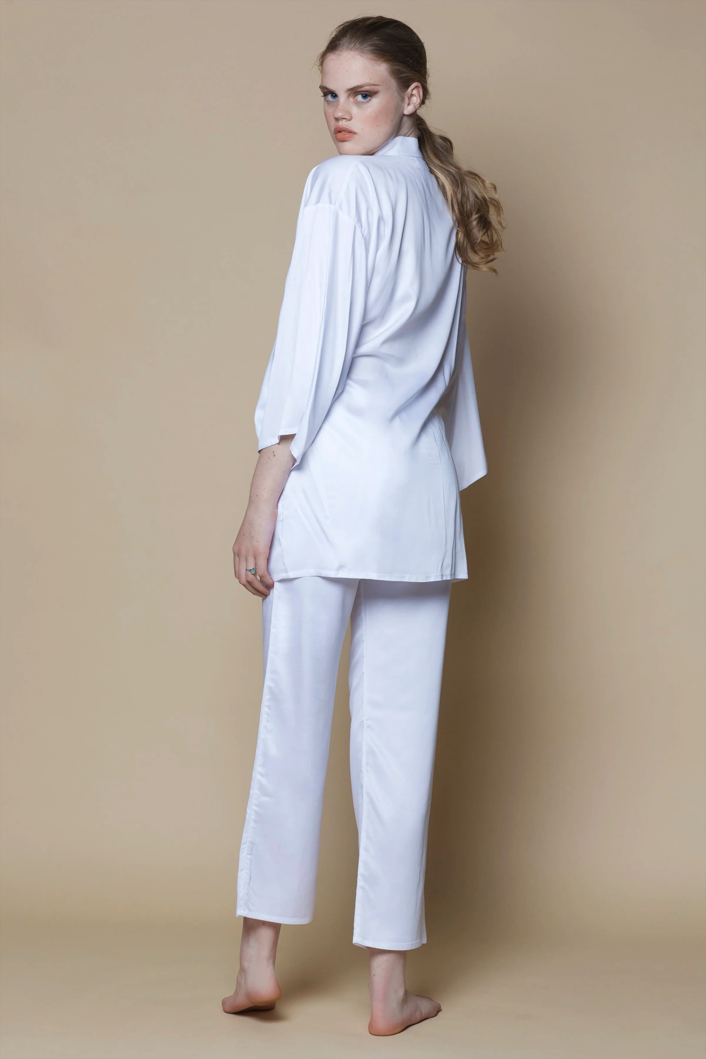 Vegan Silk Bamboo Pyjamas | White