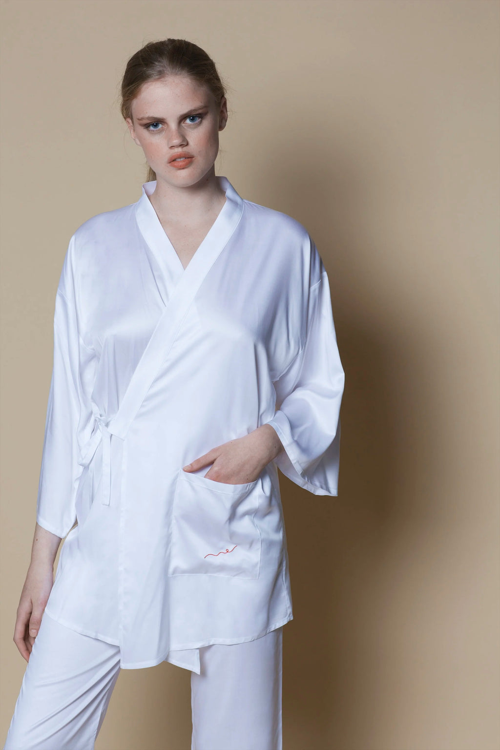 Pyjama en bambou et soie vegan | Blanc