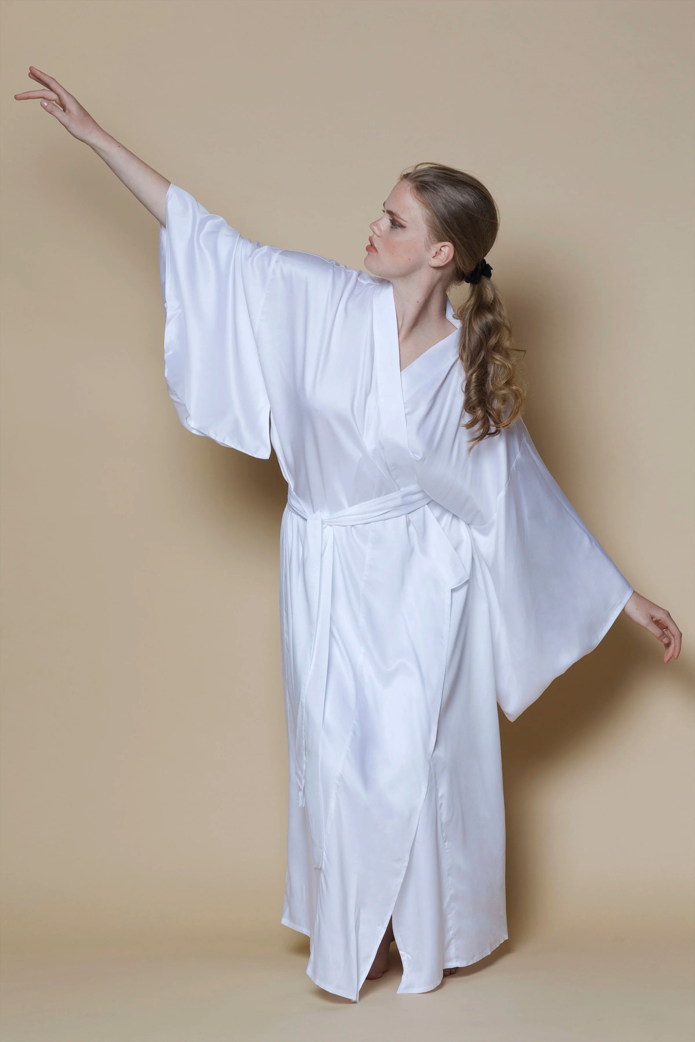 Kimono Vegan en Soie de Bambou Zen | Blanc