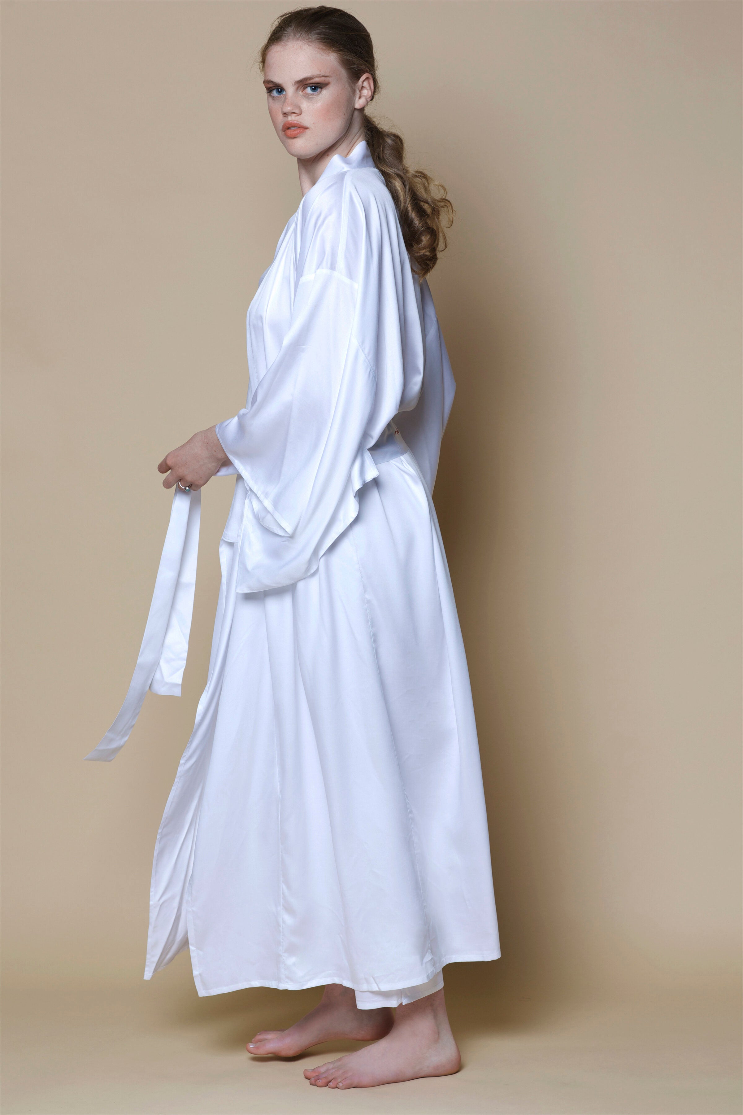 Kimono Vegan en Soie de Bambou Zen | Blanc
