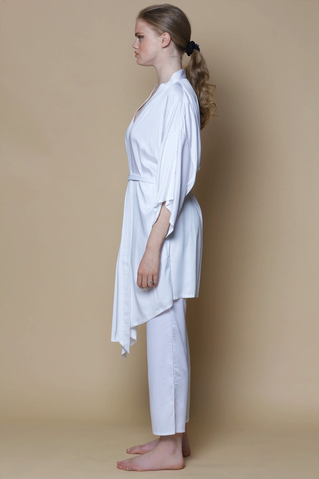 Kimono en bambou de soie végétalienne | Blanc