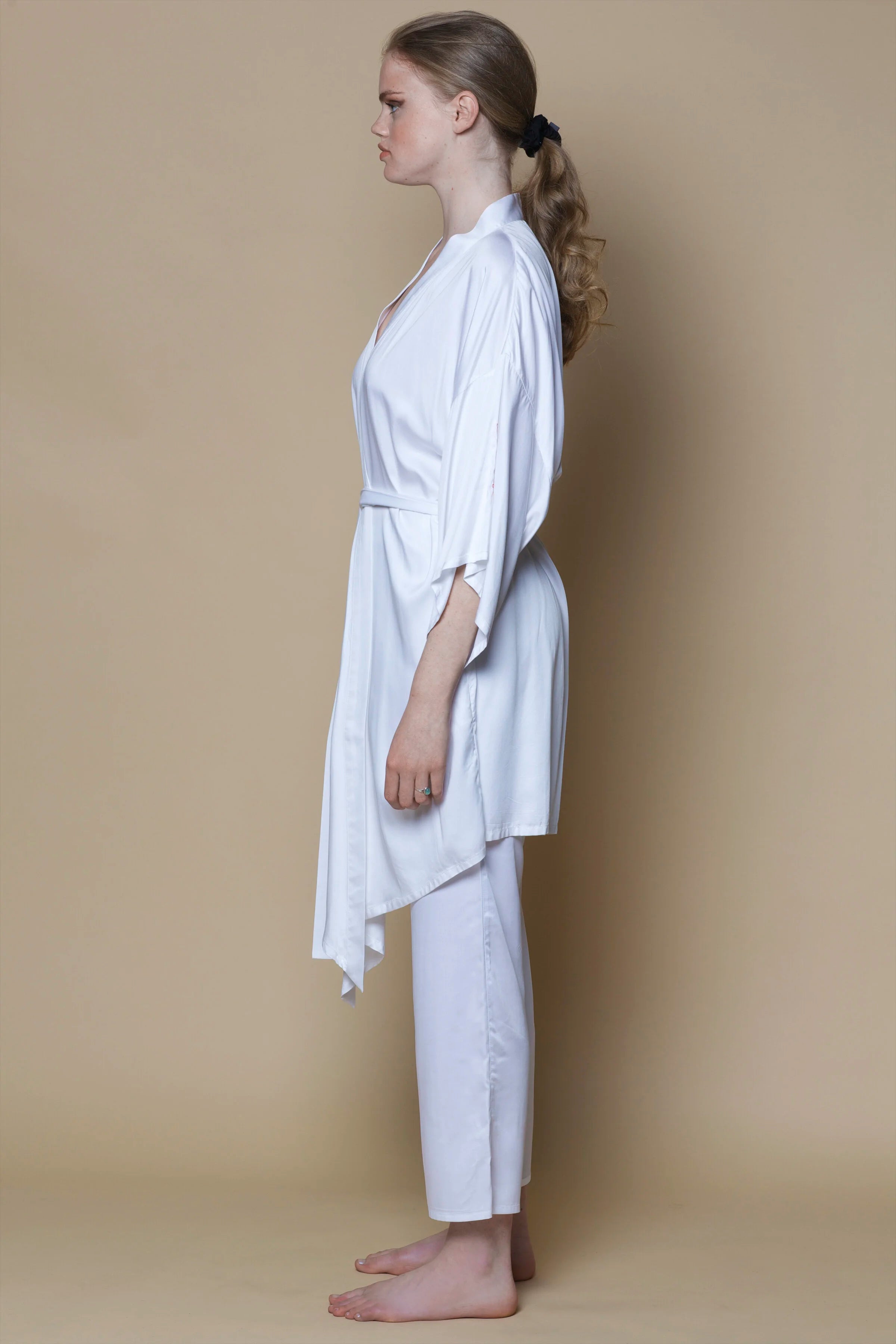 Kimono en bambou de soie végétalienne | Blanc