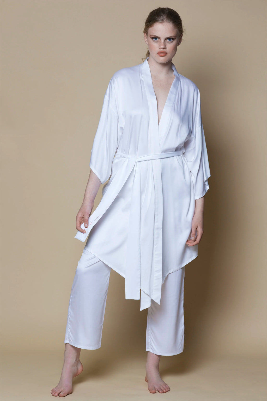 Kimono en bambou de soie végétalienne | Blanc