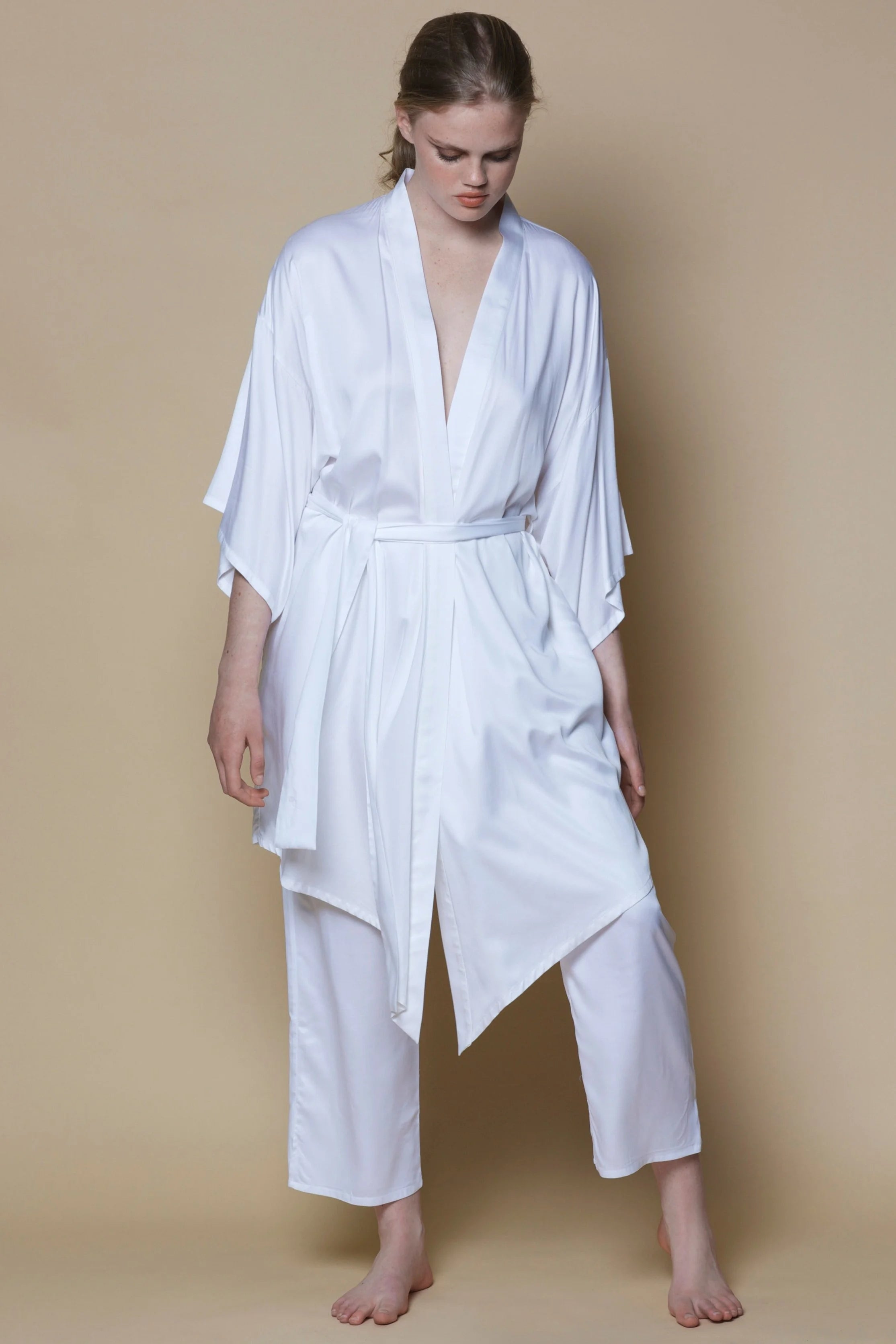 Kimono en bambou de soie végétalienne | Blanc
