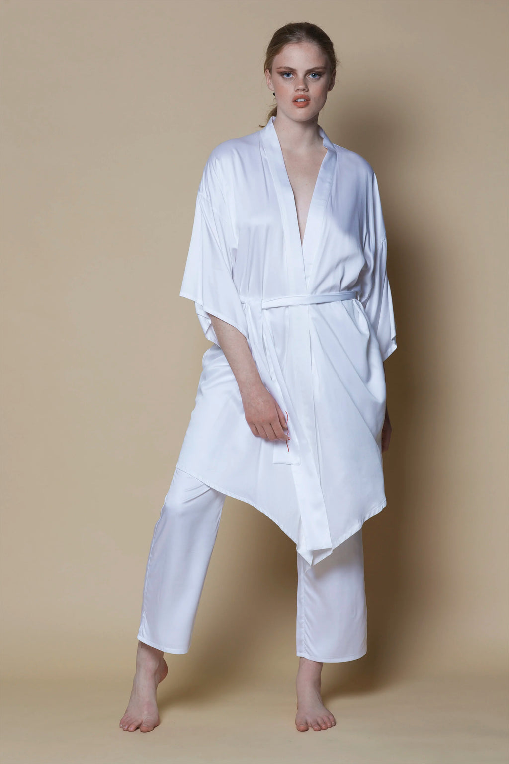 Kimono en bambou de soie végétalienne | Blanc