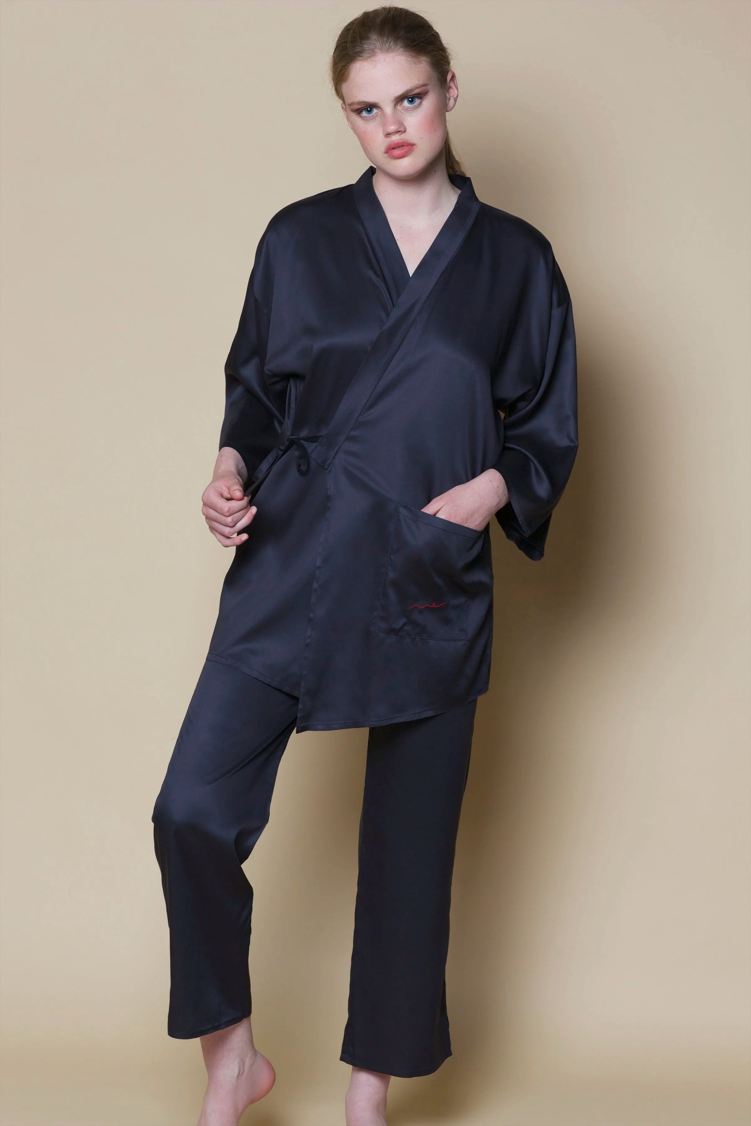 Vegan Silk Bamboo Pyjamas | Black