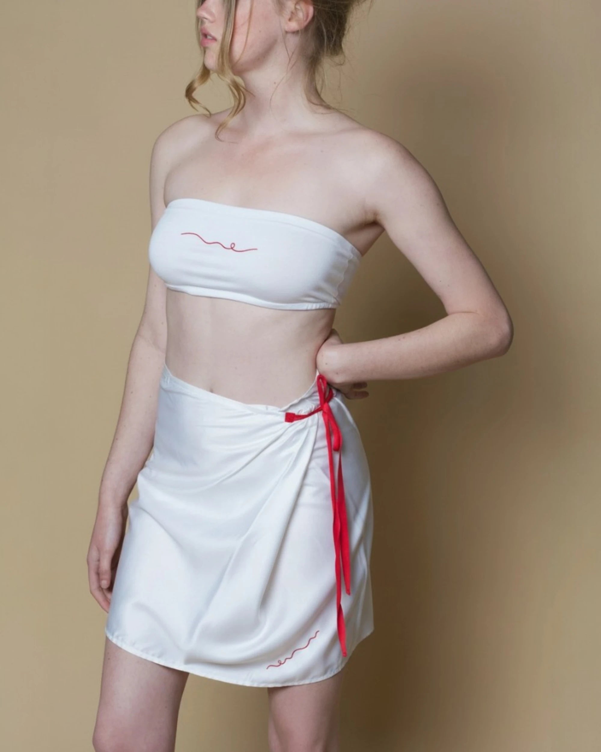 Vegan Silk Bamboo Pareo Skirt | White