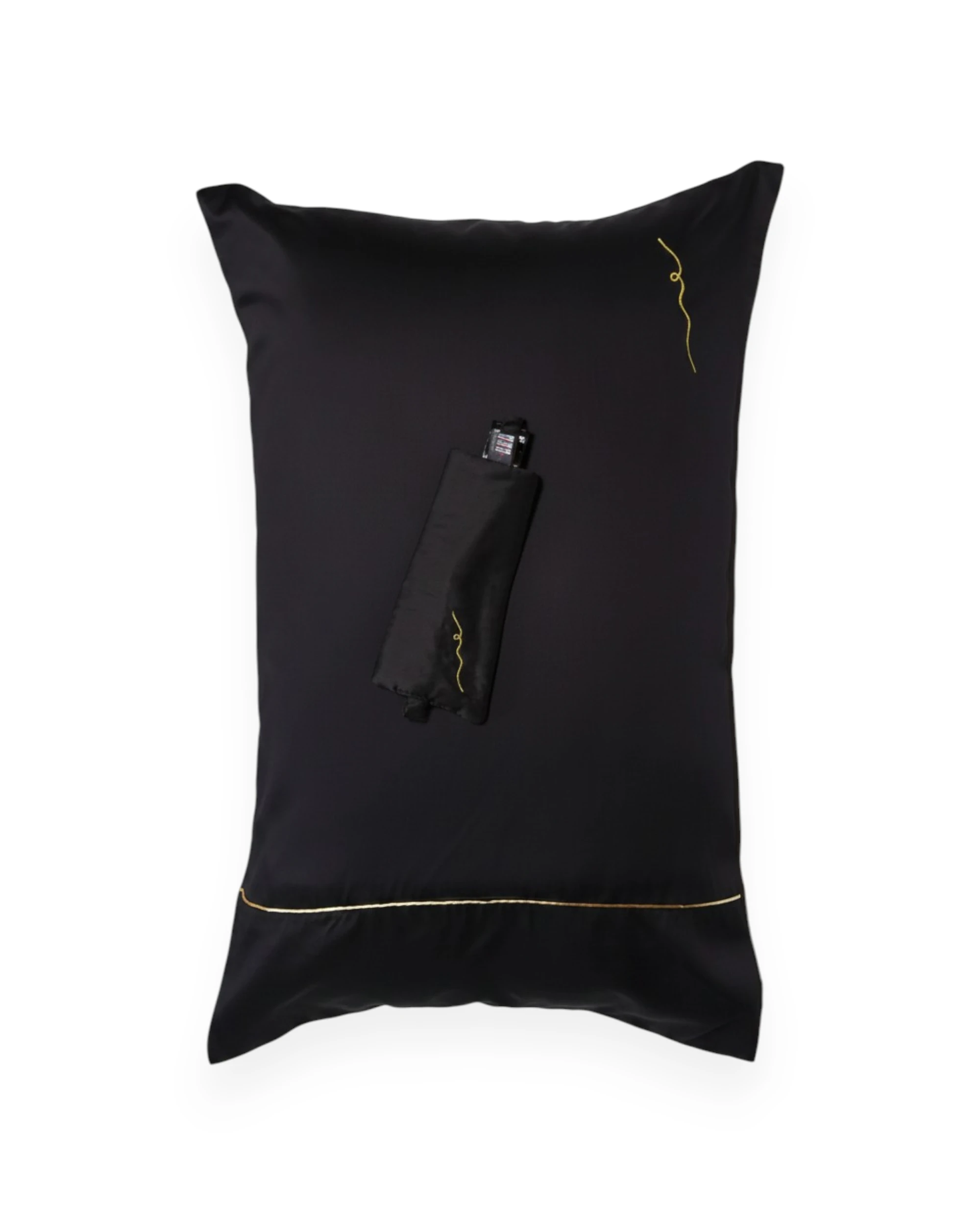 Vegan Silk Bamboo Pillowcase & Eyemask Gift Set | Black