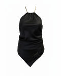 Vegan Silk Bamboo Scarf Top | Black