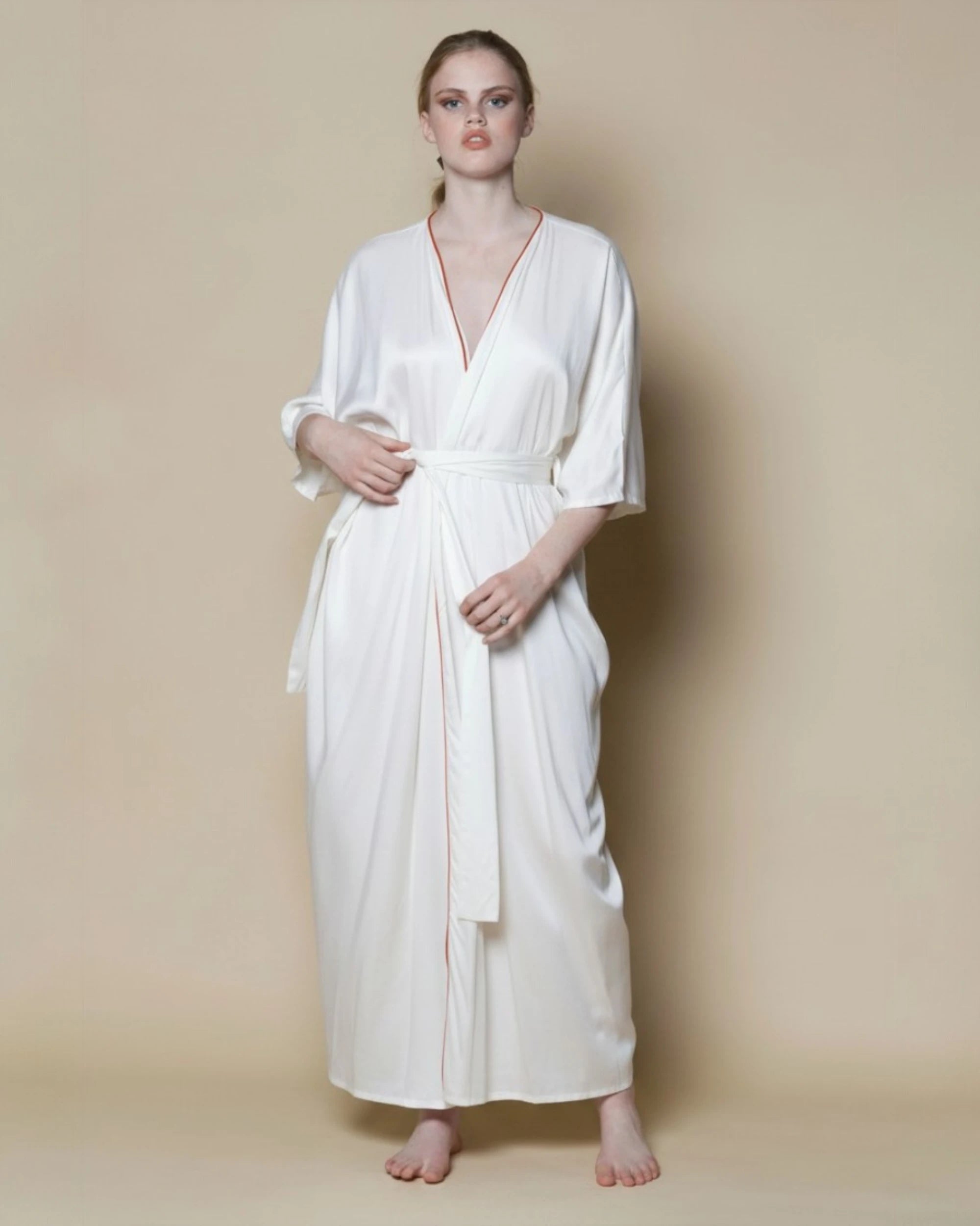 Vegan Silk Bamboo Zen Robe | White