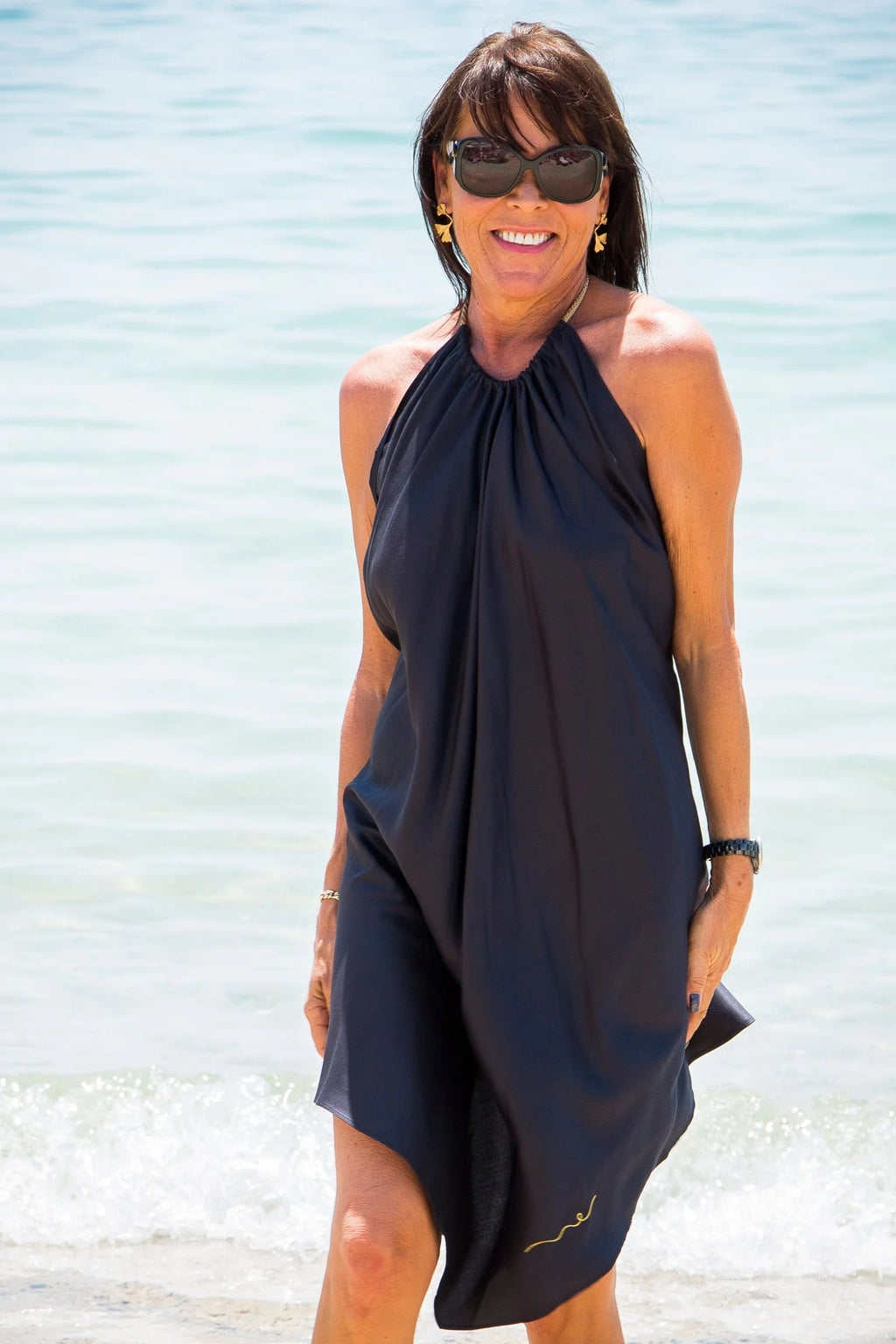 Vegan Silk Mini Dress | Black