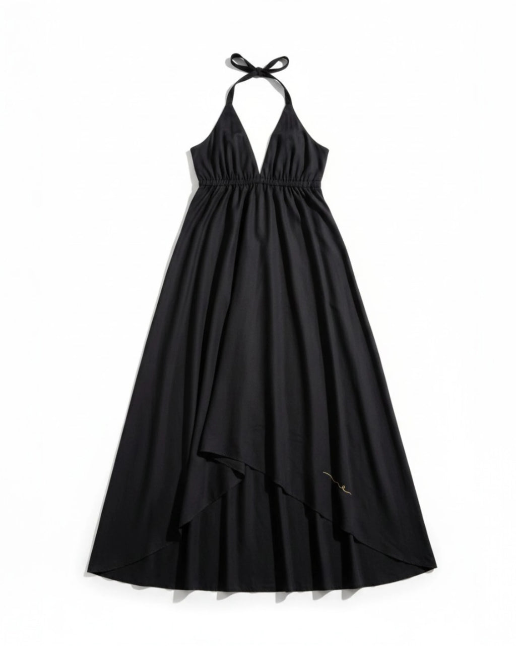 Robe longue en soie végane | Noir