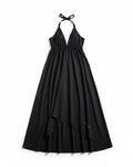 Robe longue en soie végane | Noir