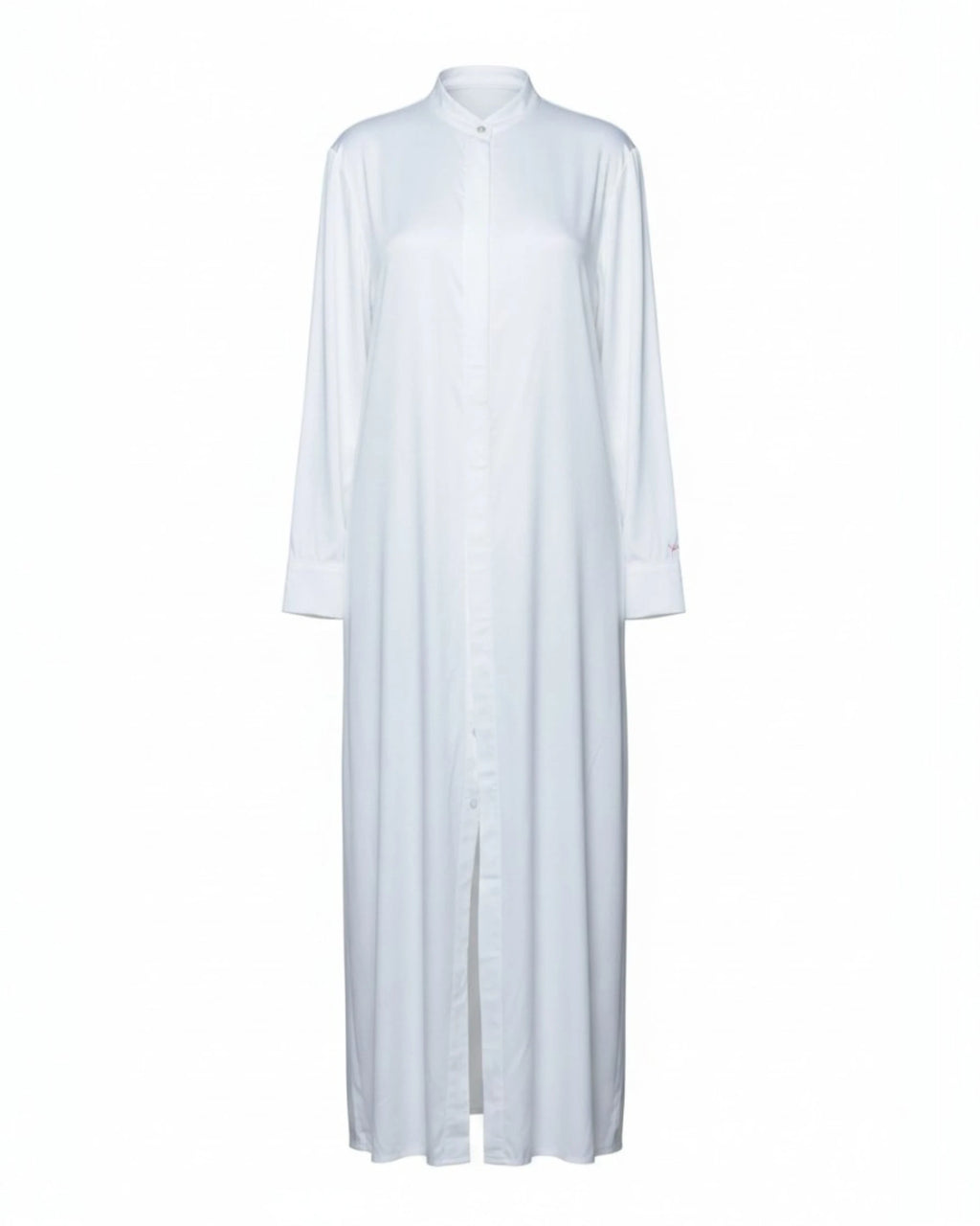 Chemise longue coupe droite en soie vegan | Blanc