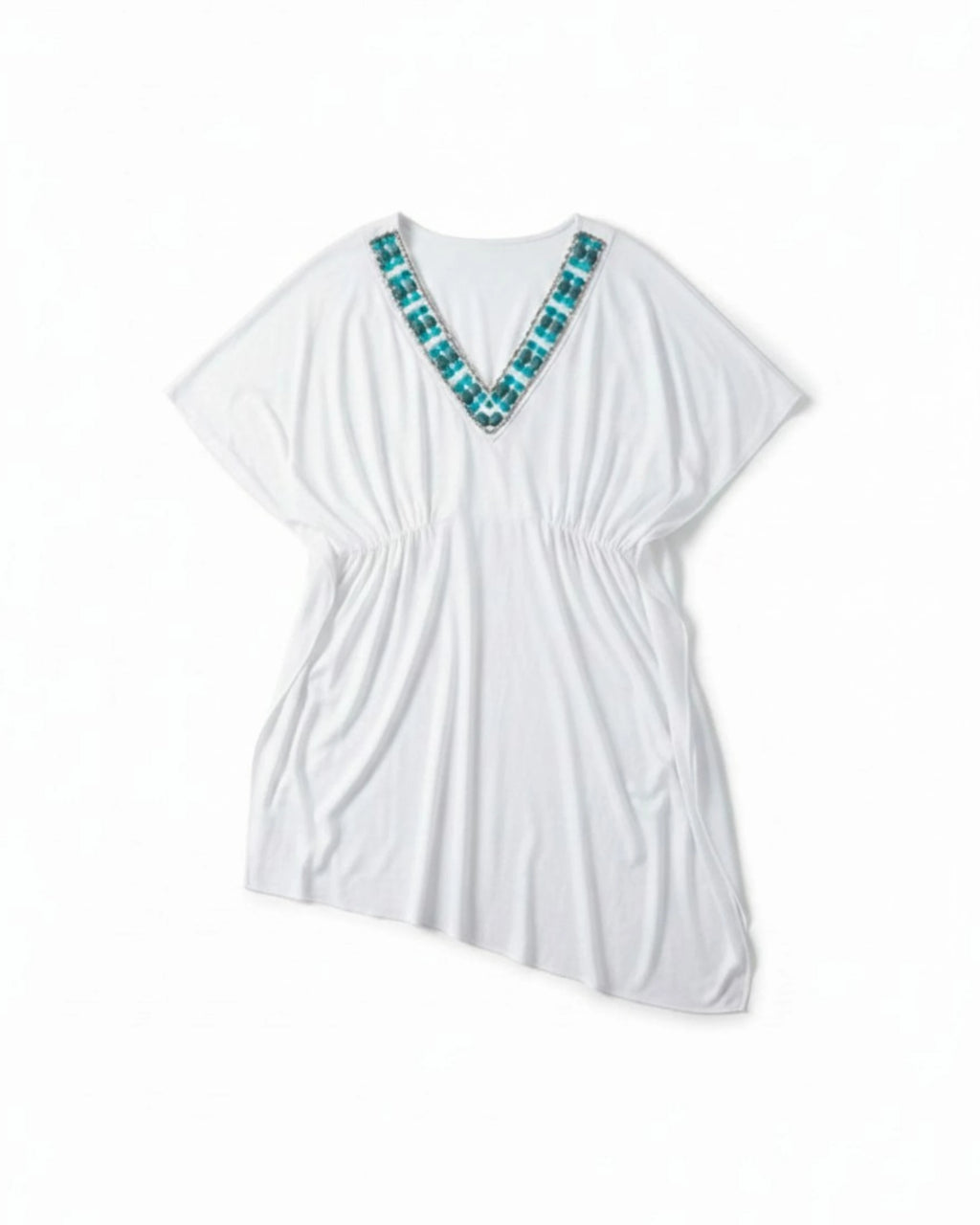 Bamboo Asymmetrical Kaftan with Repurposed Trimmings
