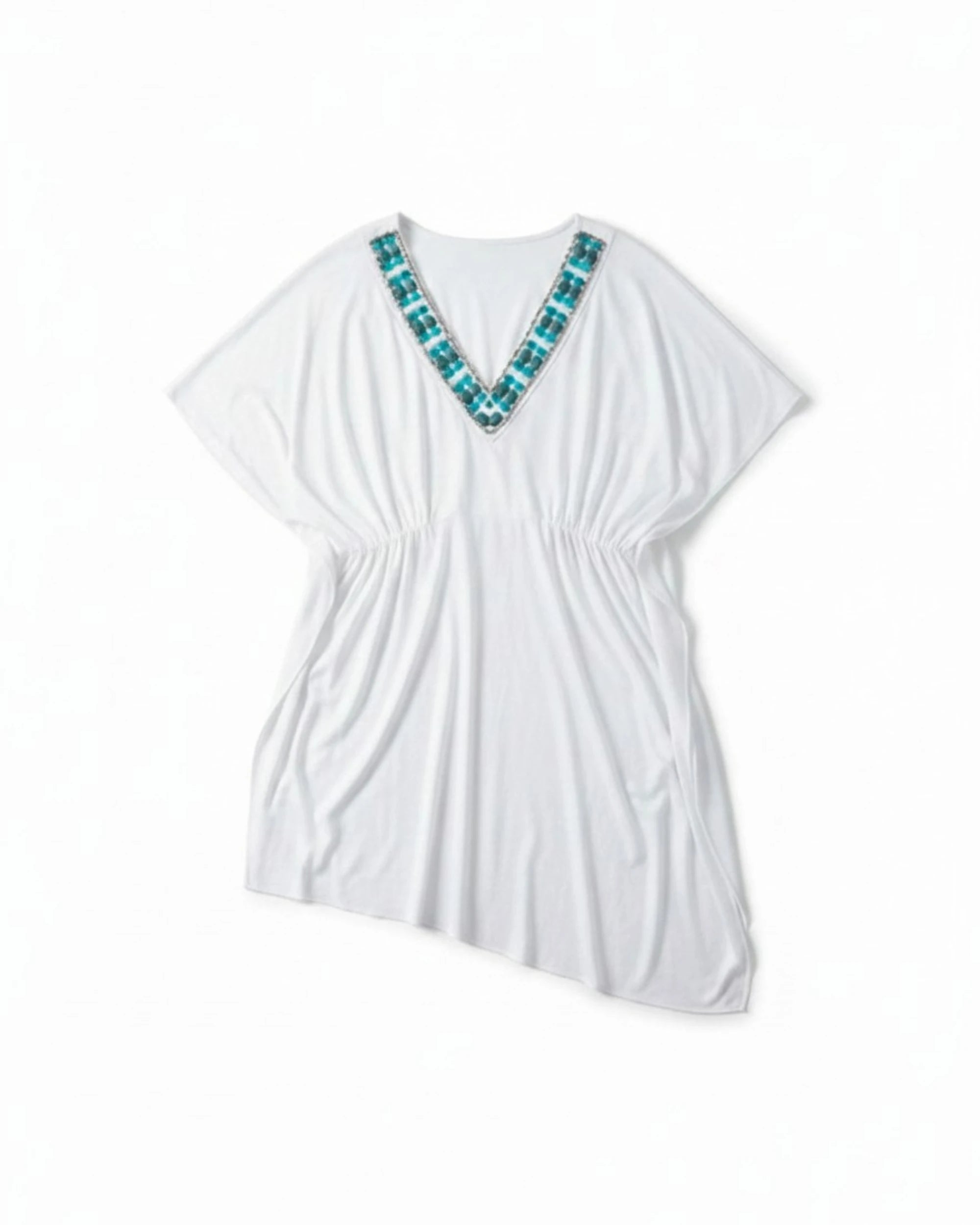 Bamboo Asymmetrical Kaftan with Repurposed Trimmings