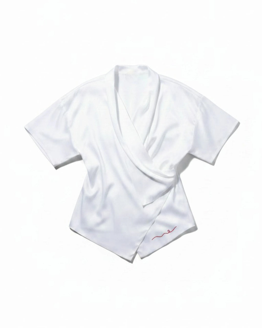 Bamboo Vegan Silk Kimono Wrap Shirt | White
