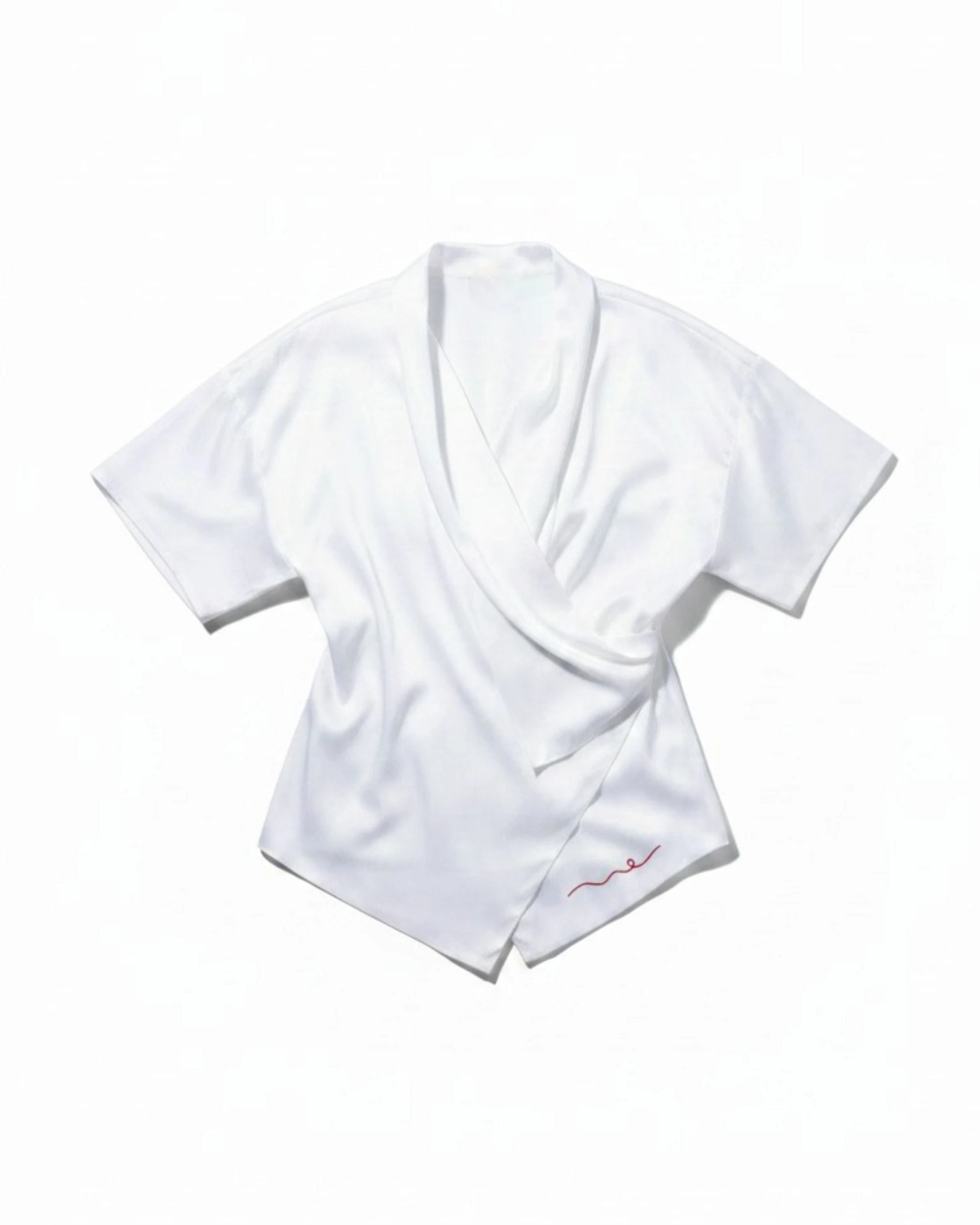 Bamboo Vegan Silk Kimono Wrap Shirt | White