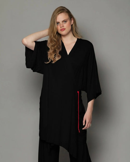 Kimono con Nodo in Bambù | Nero