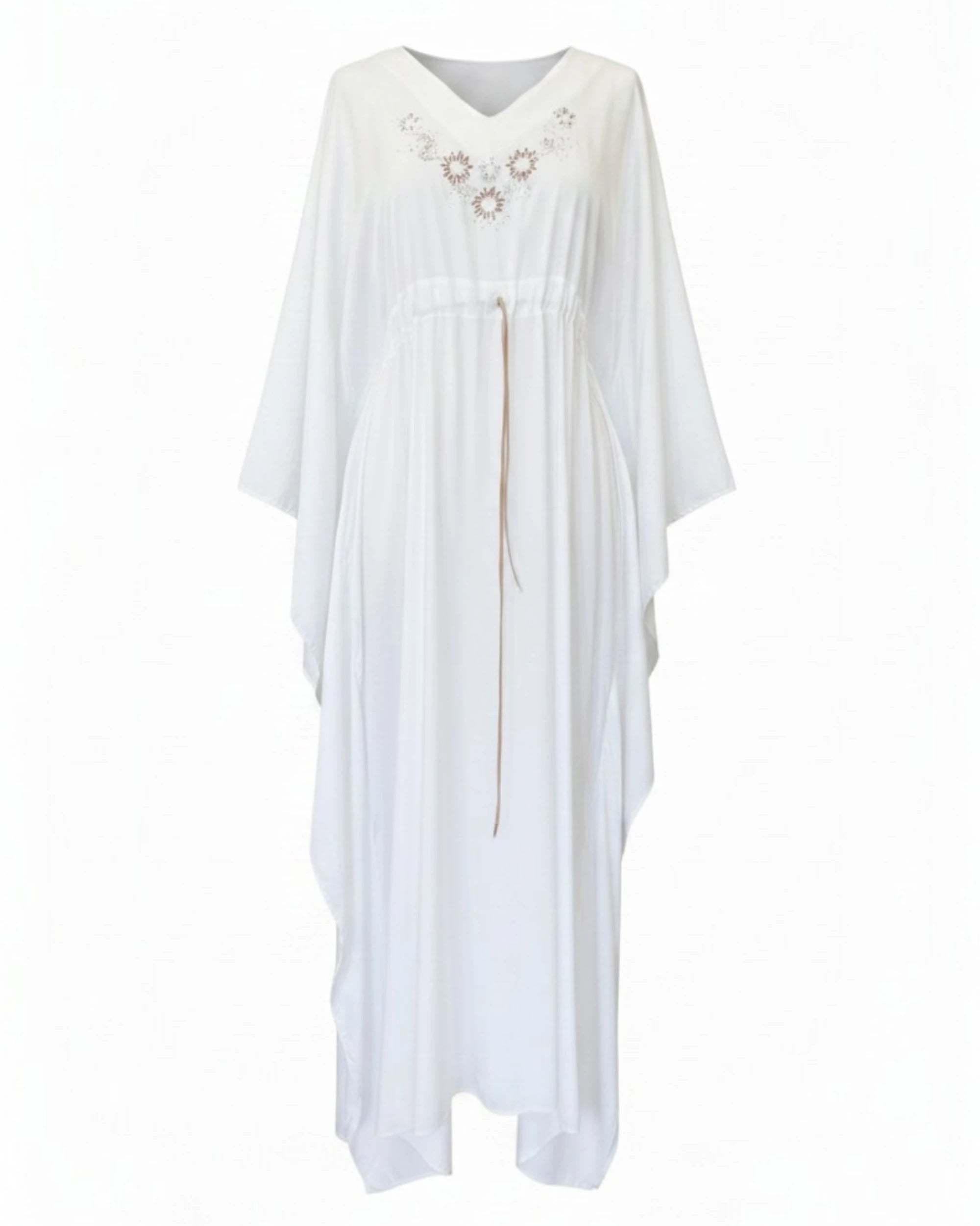 Bamboo Long Kaftan with Repurposed Trimmings