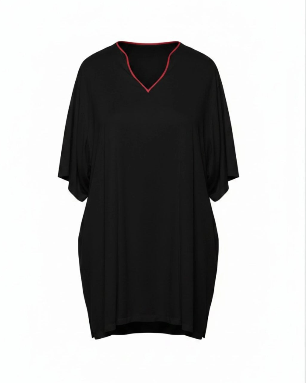 Vegan Silk Short Bamboo Kaftan | Black