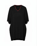 Vegan Silk Short Bamboo Kaftan | Black