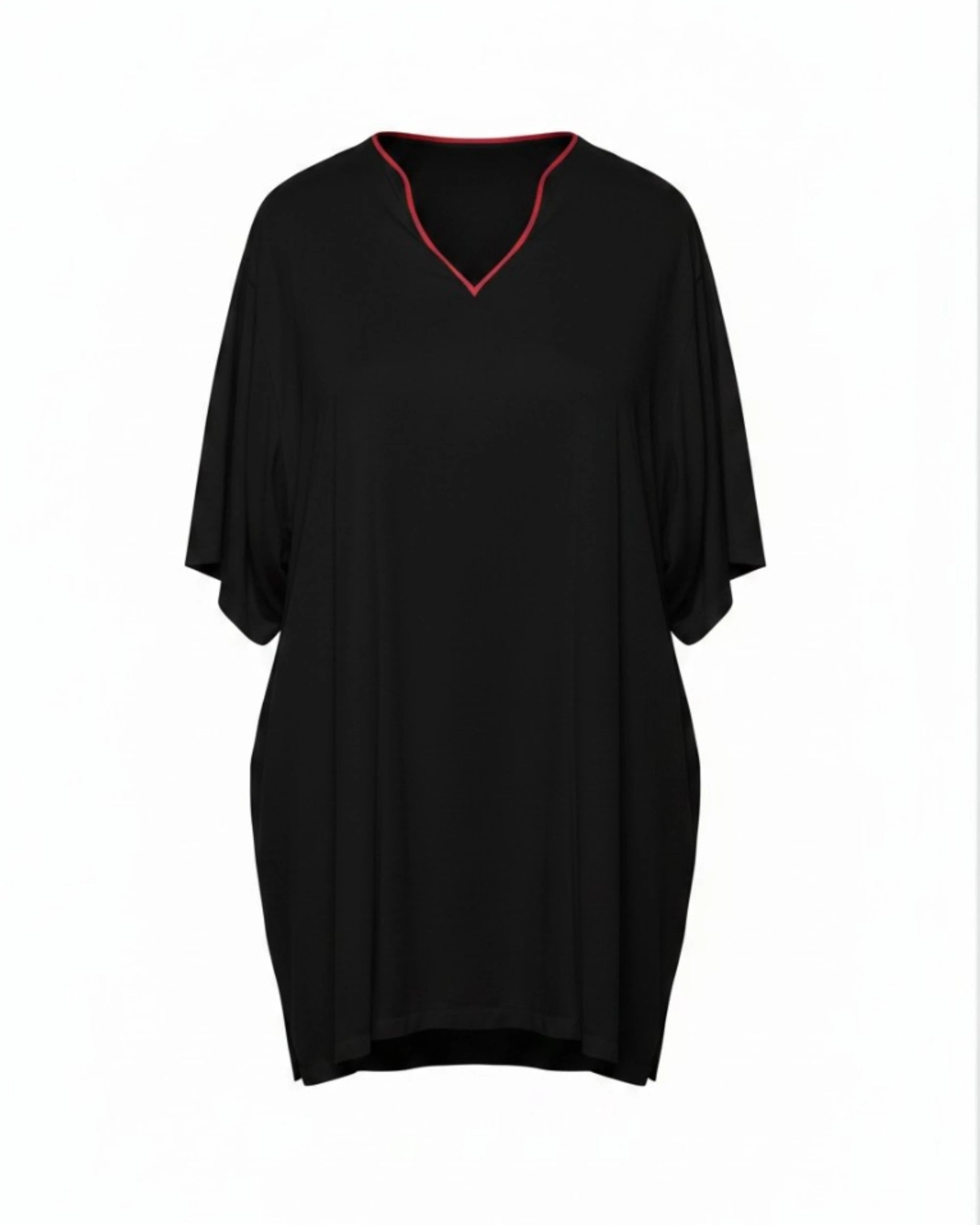 Vegan Silk Short Bamboo Kaftan | Black
