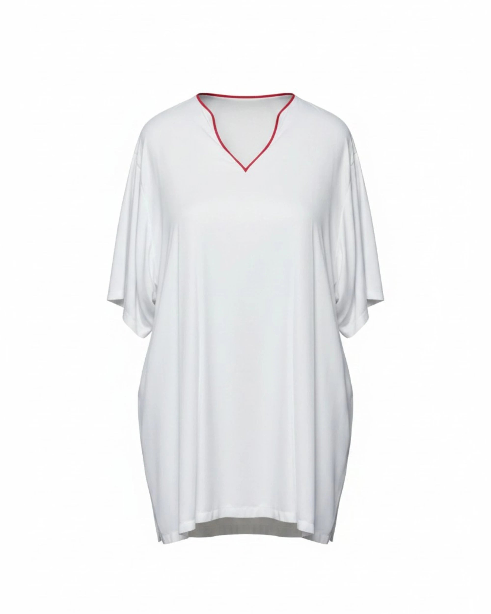 Vegan Silk Bamboo Short Kaftan | White