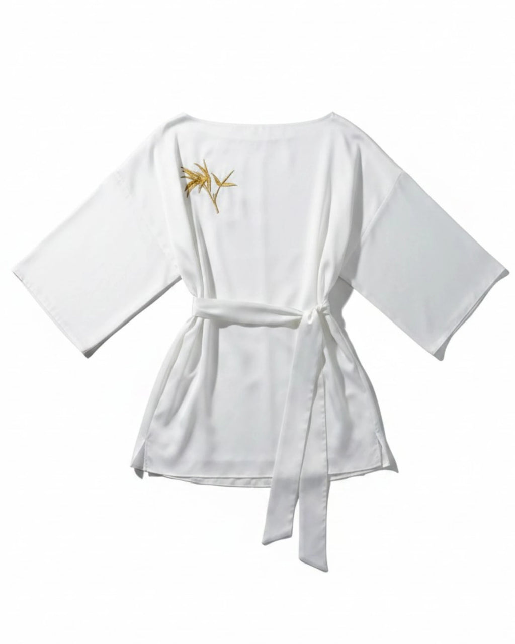 Vegan Silk Embroidered Kimono Tunic Dress | Gold Bamboo