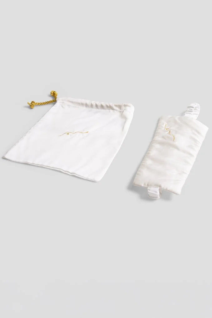 Vegan Silk Bamboo Kintsugi Eye Mask | White