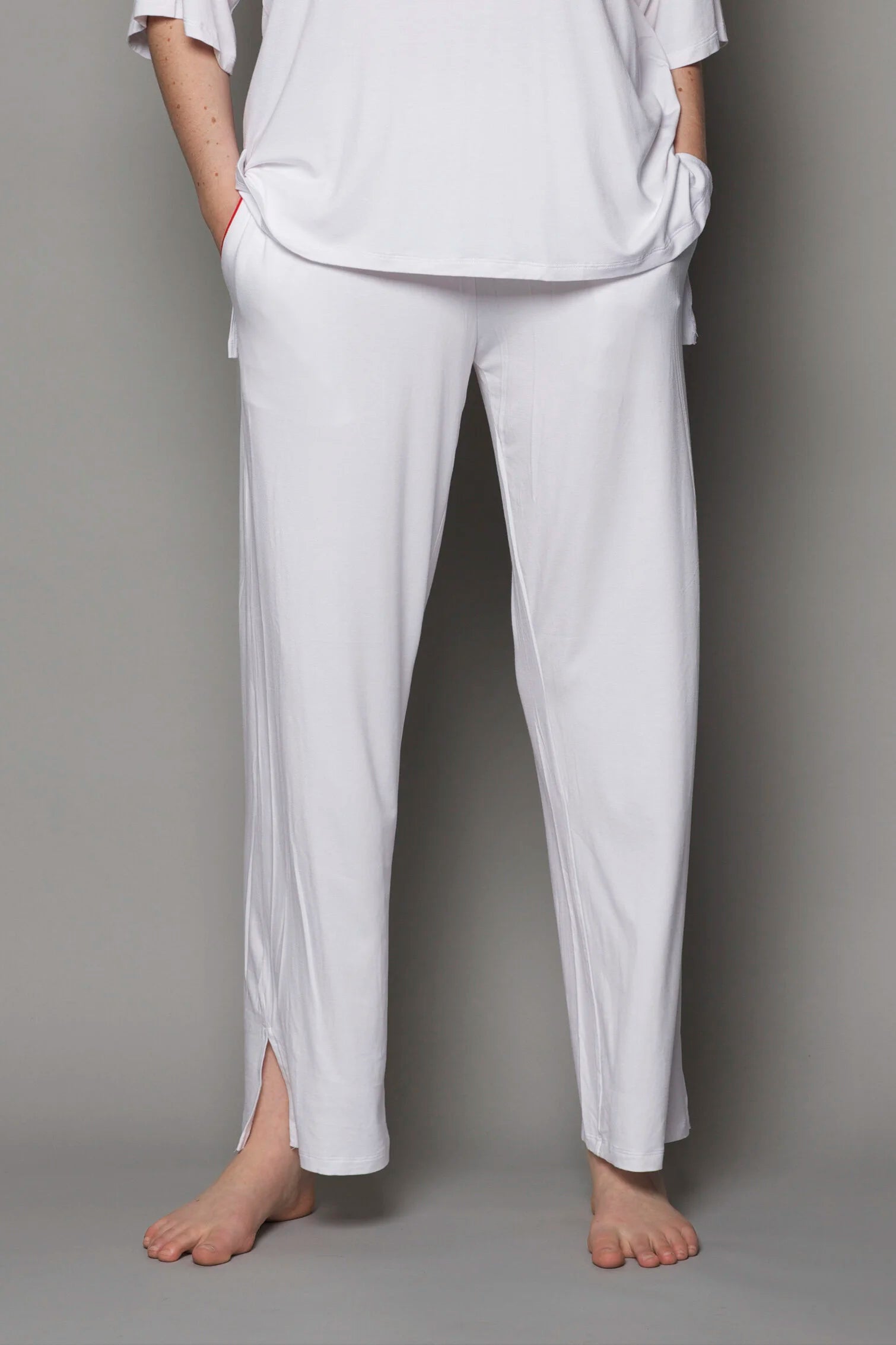 Pantalon de détente unisexe en bambou | Blanc